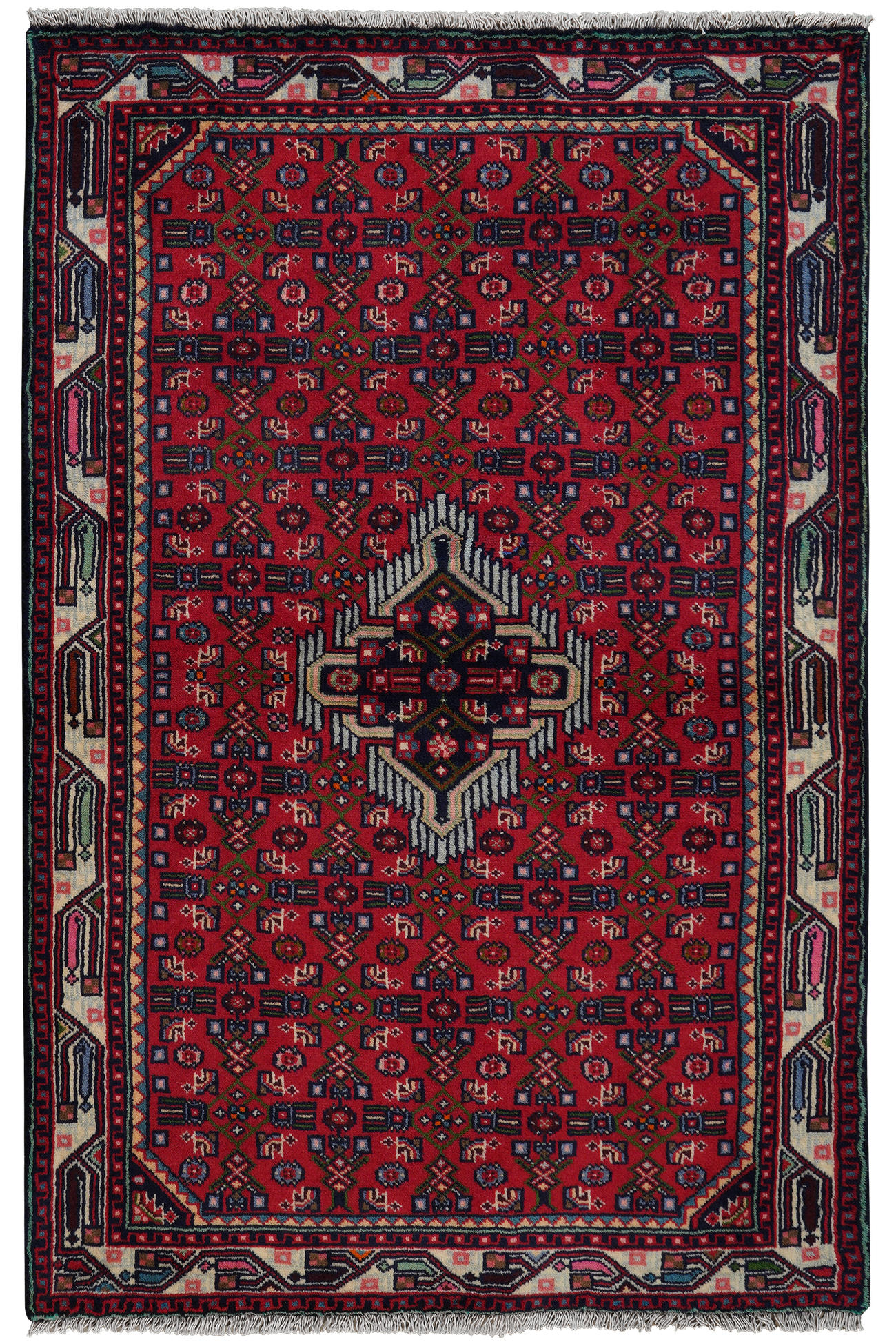TEPPICH Assadabad Rot 153/100 cm Schurwolle - Rot, Textil (100/153cm) - Looma