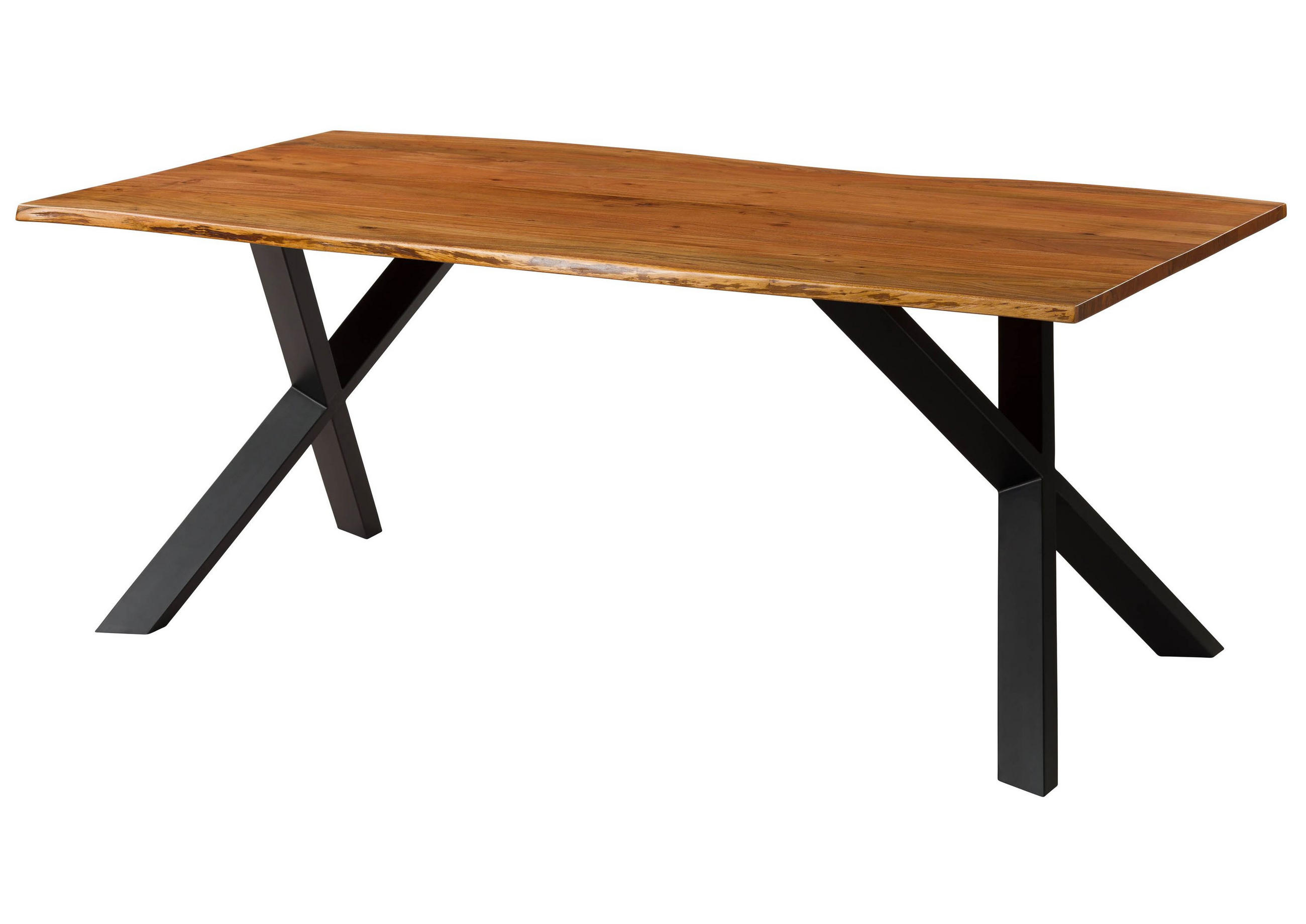 BAUMTISCH Akazie 220x100x75 natur lackiert / ausgestellte X-Beine anthrazit matt FREEFORM 3 - Naturfarben, Holz (220/100/75cm) - Massivmoebel24