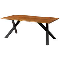 BAUMTISCH Akazie 220x100x75 natur lackiert / ausgestellte X-Beine anthrazit matt FREEFORM 3 - Naturfarben, Holz (220/100/75cm) - Massivmoebel24