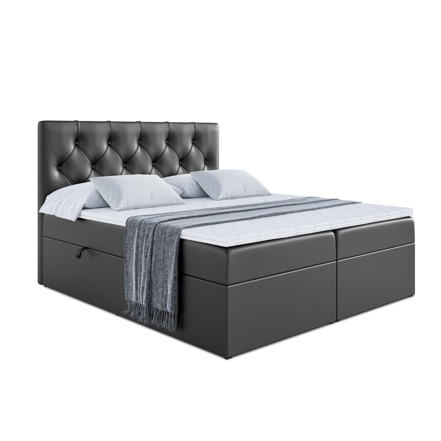 BOXBETT mit Matratze H3 und Lattenrost - MIRAGE - 140x200 Schwarz Hochglanz - Schwarz Hochglanz, Holzwerkstoff (140/200cm) - ALTDECOR