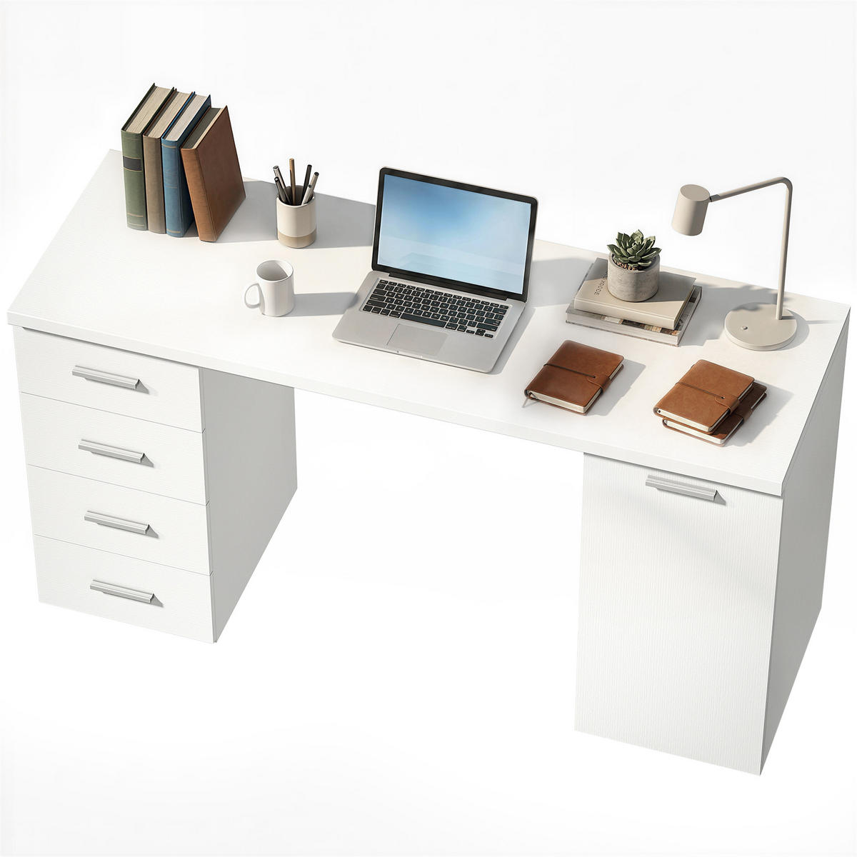 BÜROTISCH Weiß 1 Stück - Weiß, Holzwerkstoff (48/140/75cm) - GiPP