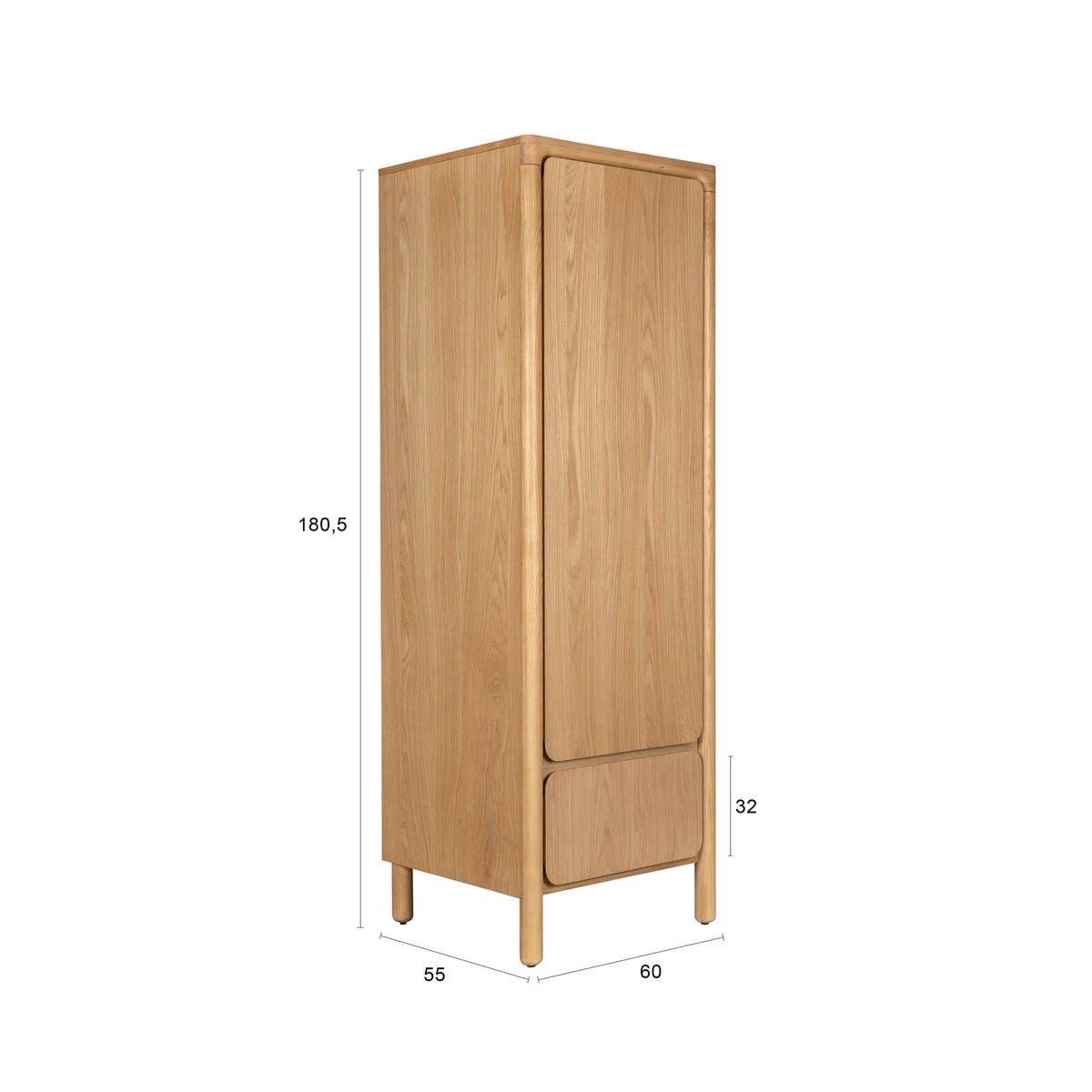 AUFBEWAHRUNGSSCHRANK Storm Natur - Naturfarben, Holz (60/180.5/55cm) - Zuiver