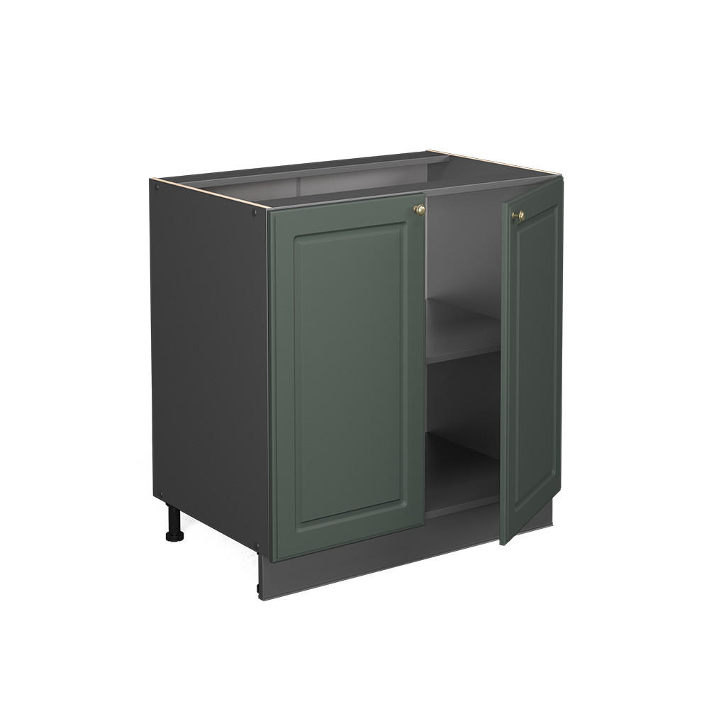 KÜCHENUNTERSCHRANK Fame-Line Grün-Gold Landhaus 80 cm mit Regal, ohne Arbeitsplatte - Anthrazit/Grün, Holzwerkstoff (80/82/51.6cm) - Vicco