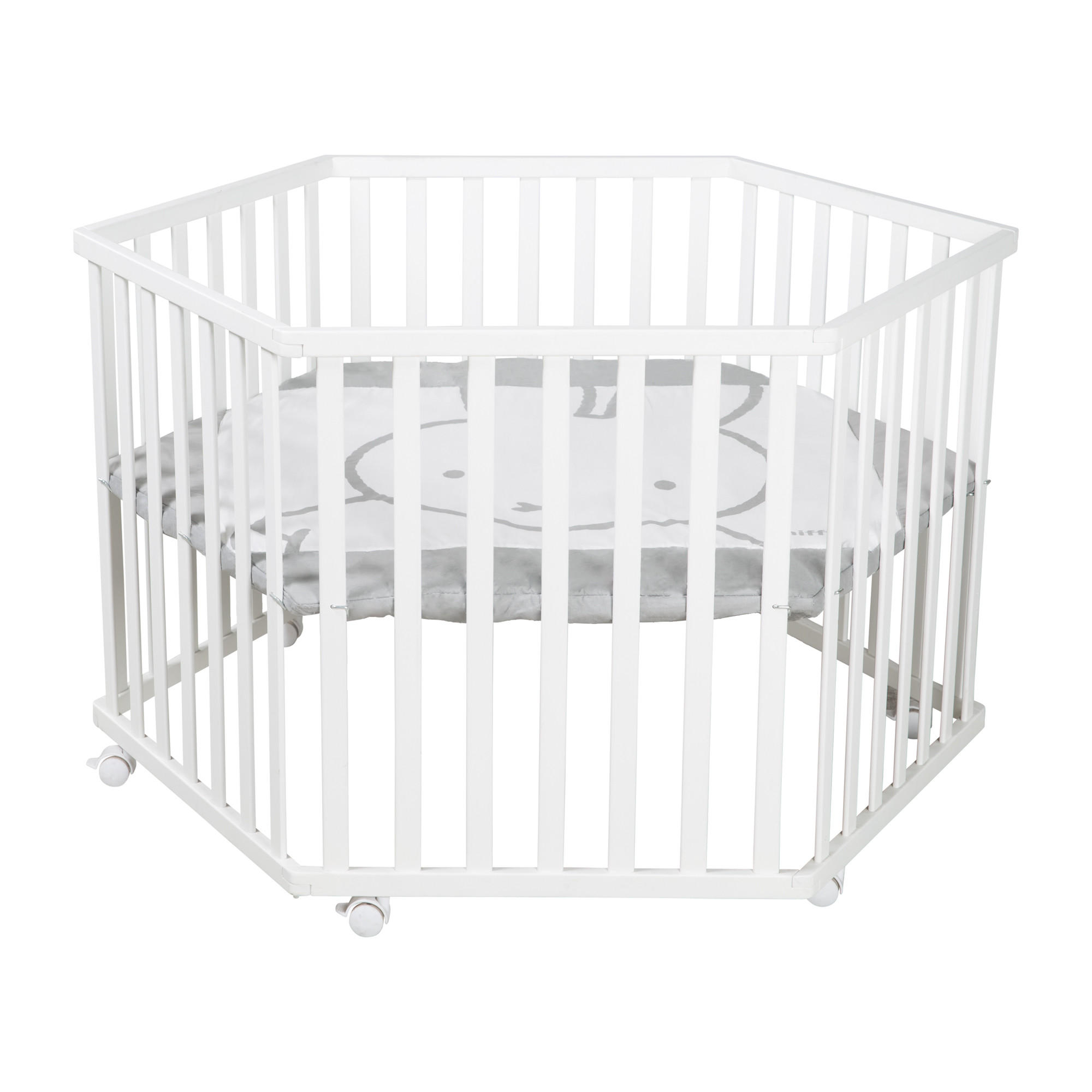 LAUFGITTER 6-eckig, Miffy - Weiß, Holzwerkstoff (118.5/72.5/103.5cm) - Roba