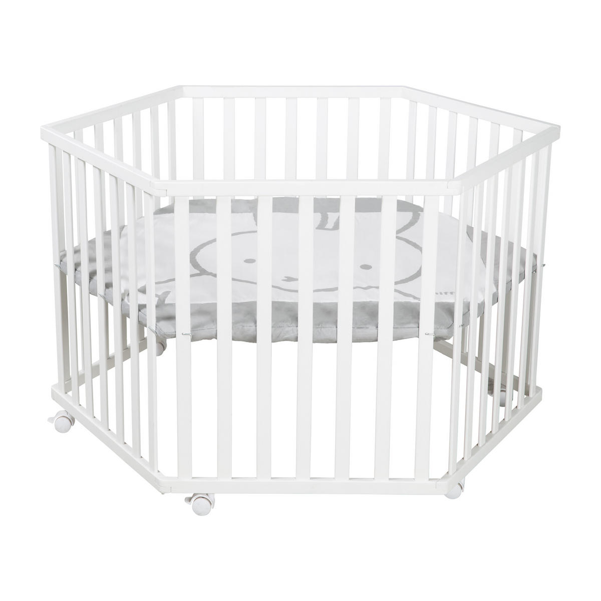 LAUFGITTER 6-eckig, Miffy - Weiß, Holzwerkstoff (118.5/72.5/103.5cm) - Roba