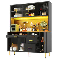 BUFFET 145/39/171 cm schwarz aus MDF und Glas mit LED - Schwarz, Glas (145/171/24cm) - OKWISH