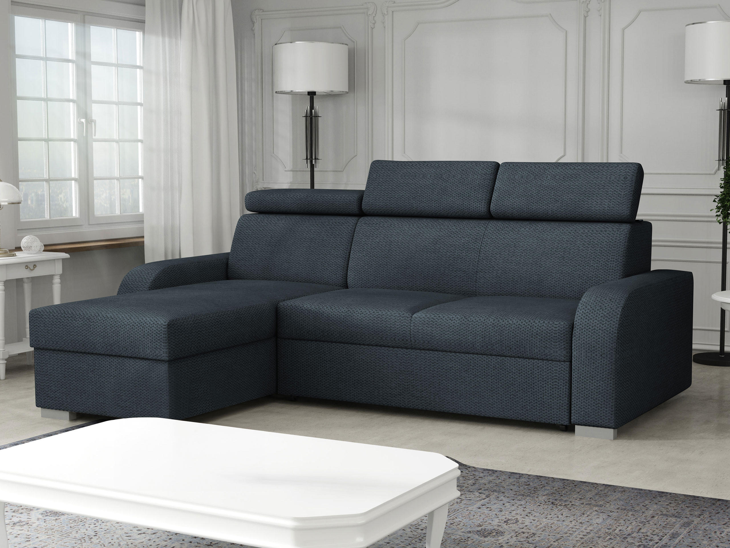 ECKSOFA Oslo 2rLC - Silberfarben/Blaugrau, Holz/Textil (235/170cm) - MIRJAN24