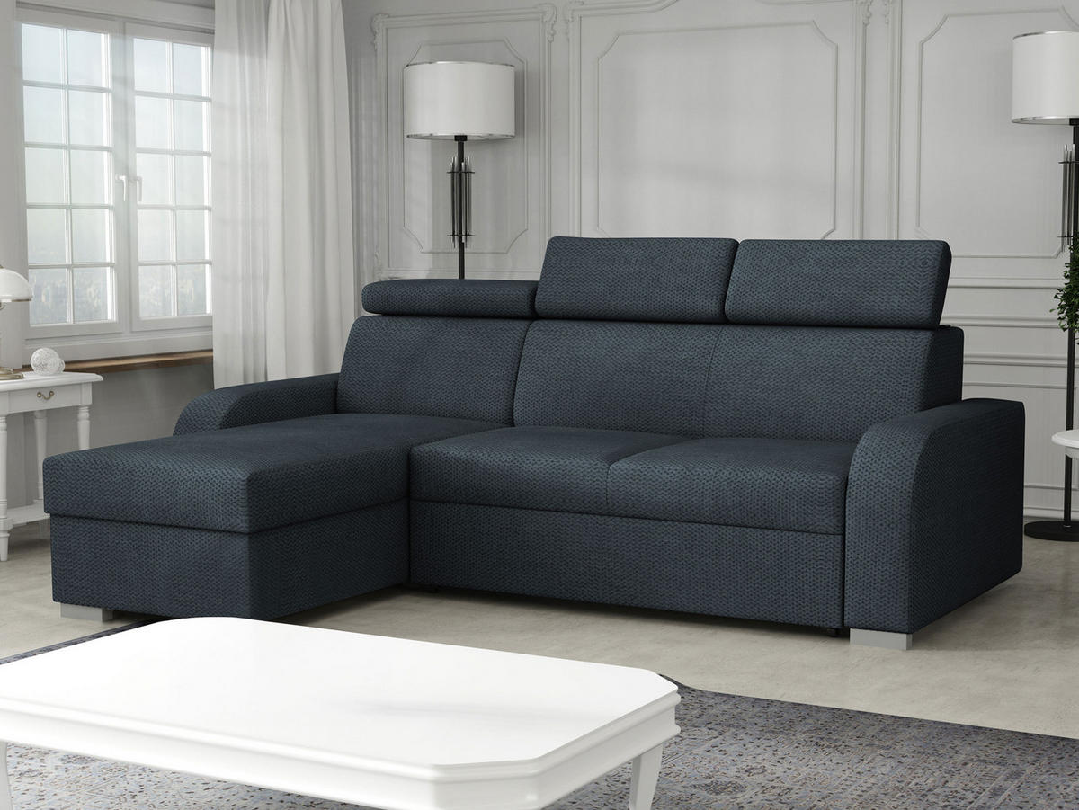 ECKSOFA Oslo 2rLC - Silberfarben/Blaugrau, Holz/Textil (235/170cm) - MIRJAN24