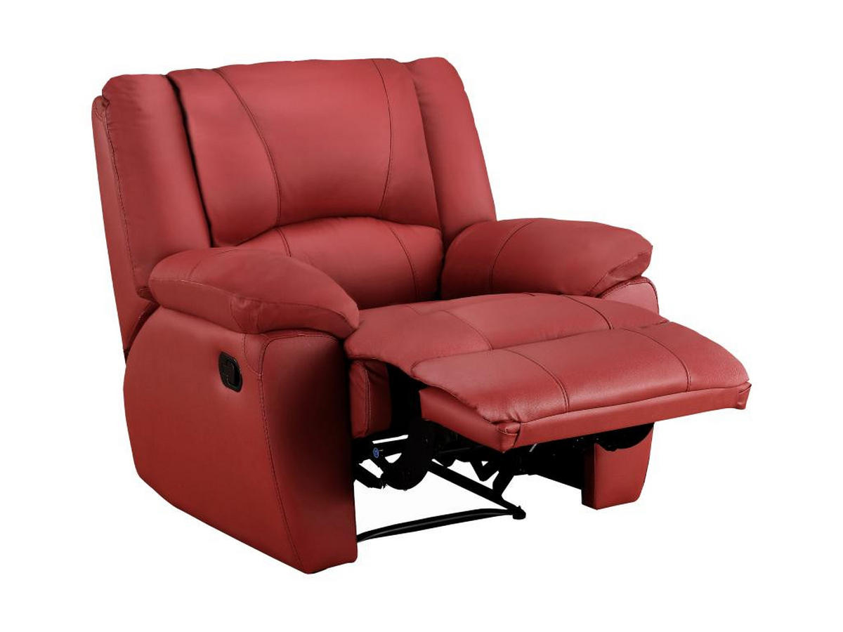 RELAXSESSEL Fernsehsessel - Leder - Rot - AROMA - Rot, Leder (99/97/102cm) - Vente-Unique