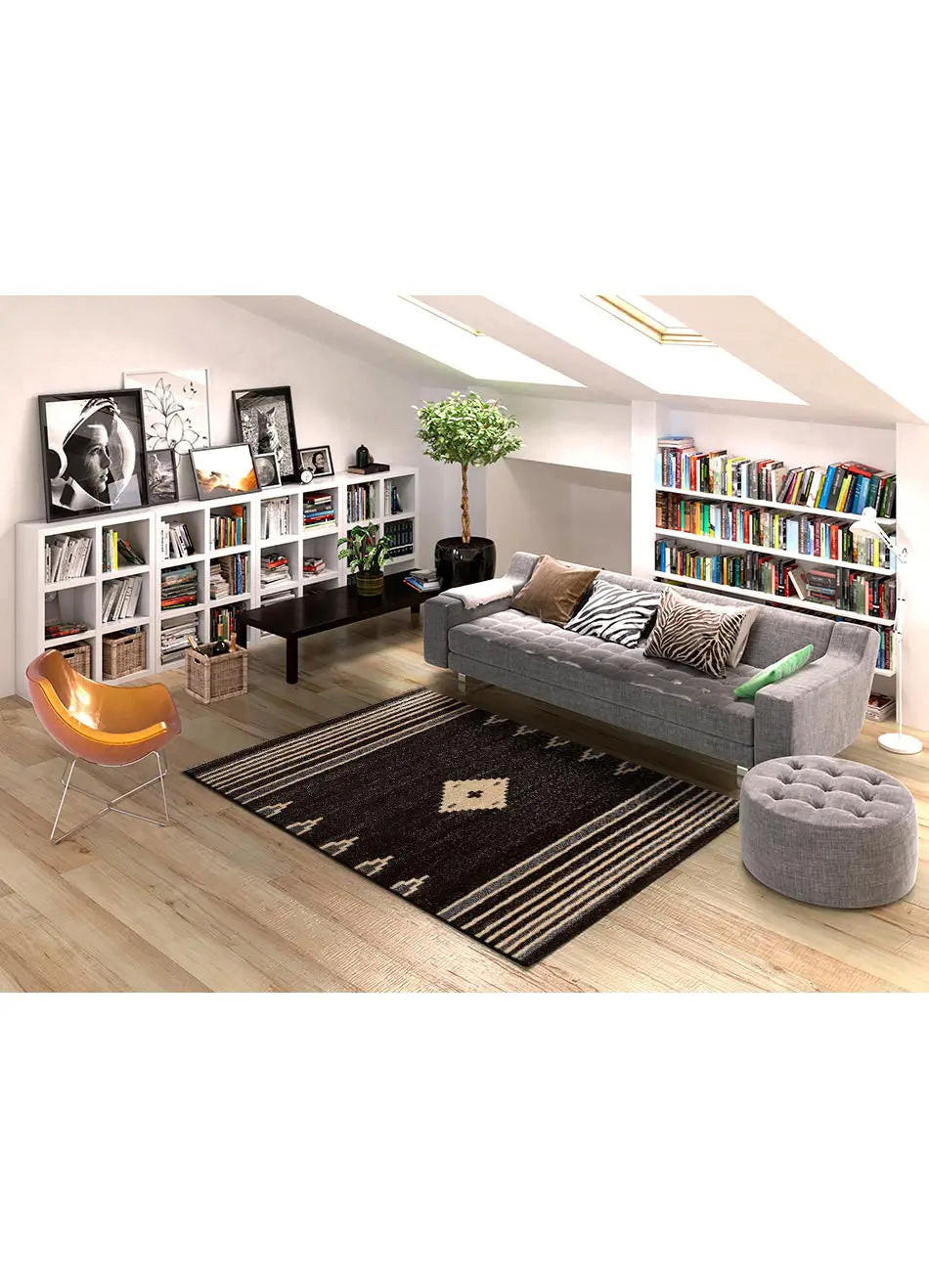 Thumbnail - Atticgo Webteppich, Anthrazit, Textil, Ethno, Rechteckig, 160x230 cm, Oeko-Tex® Standard 100, antistatisch, für Fußboden...