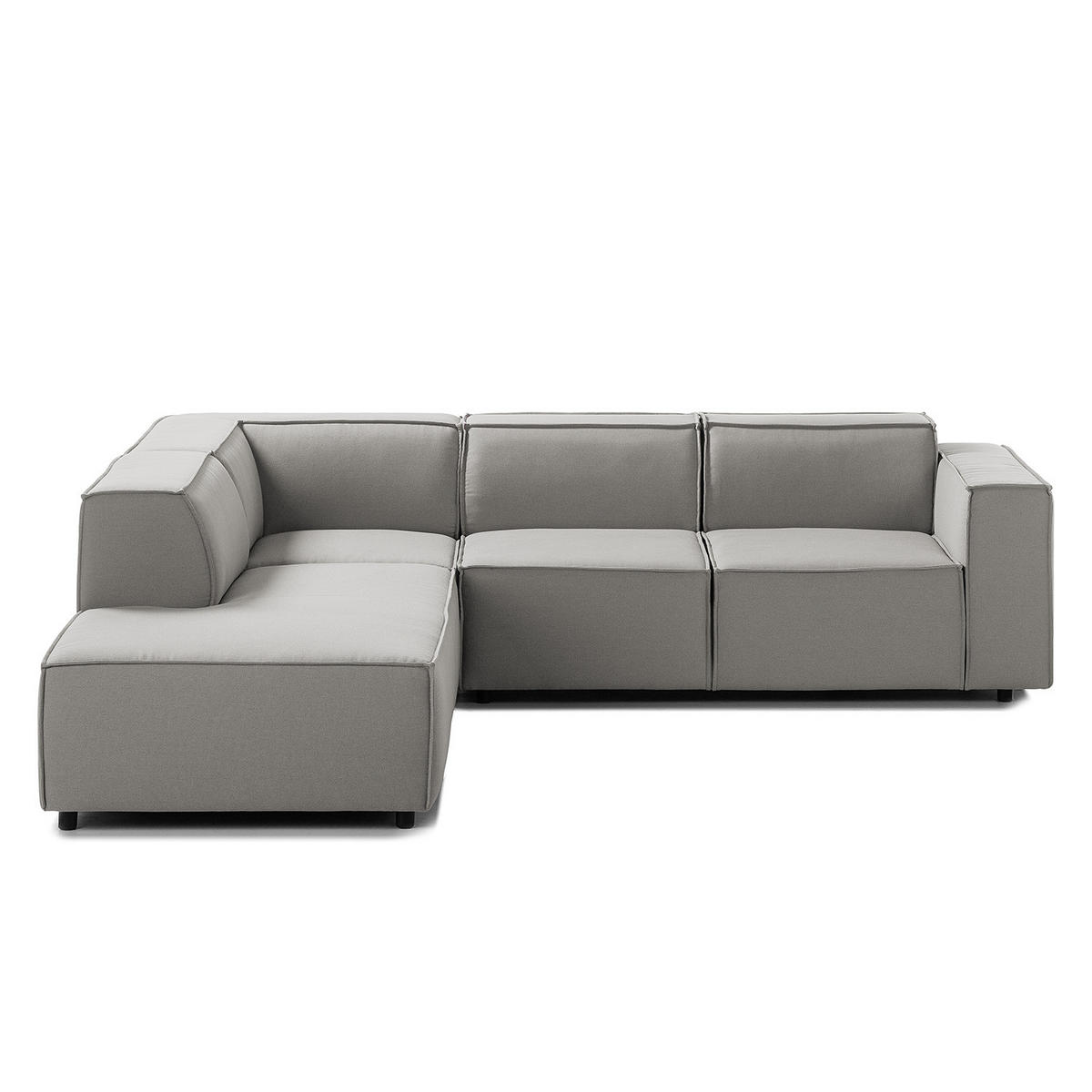 ECKSOFA mit Ottomane - Graubraun/Schwarz, Kunststoff/Textil (260/234cm) - home24