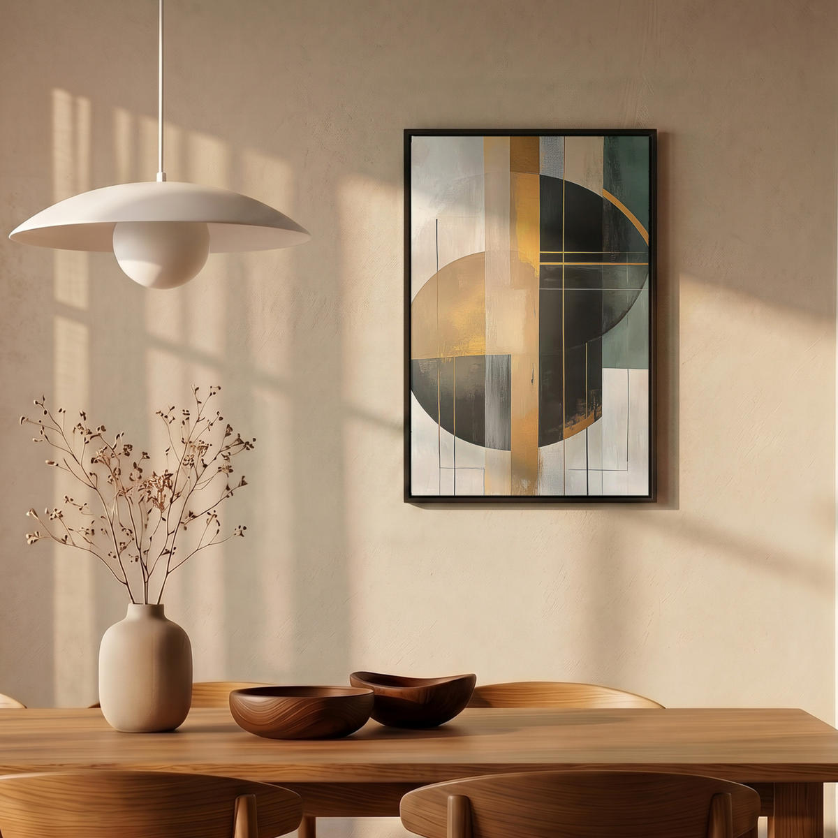 LEINWAND Bilder mit Rahmen - Abstrakt - Gold - Bronze - Grün - Formen - Modern - 40x60 - Multicolor, Textil (40/60cm) - MuchoWow