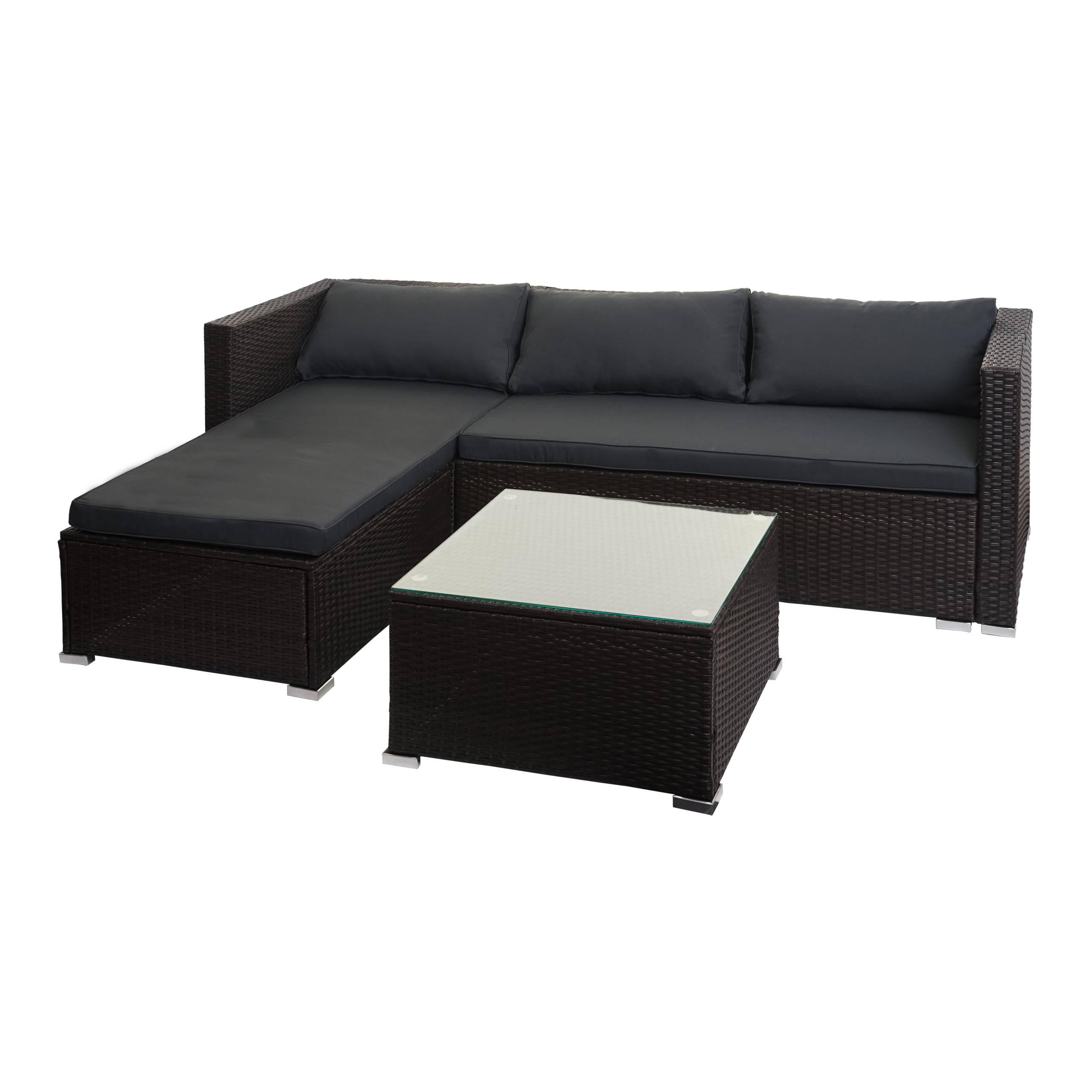POLY-RATTAN GARNITUR Braun, Grau - Braun/Grau, Kunststoff - MCW