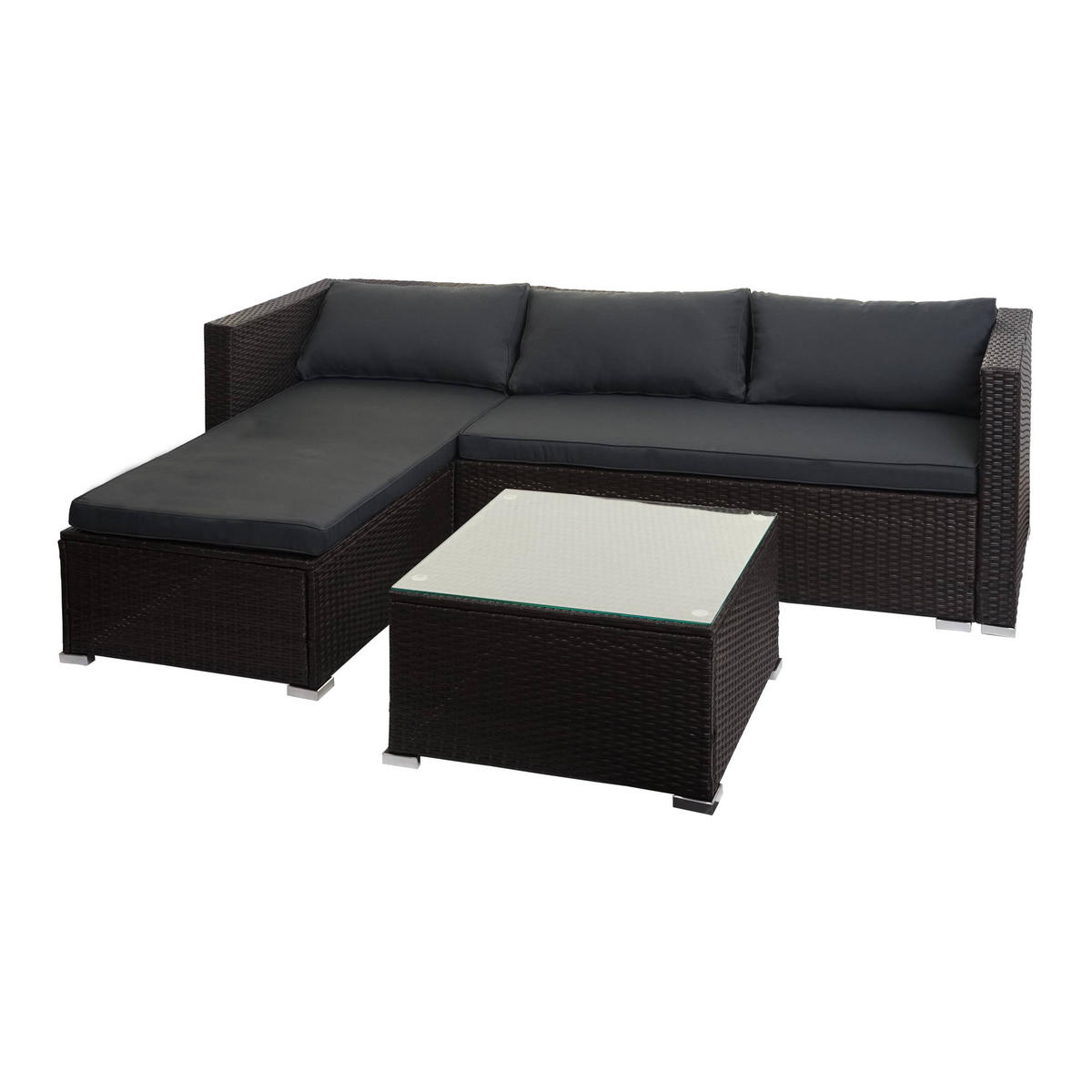 POLY-RATTAN GARNITUR Braun, Grau - Braun/Grau, Kunststoff - MCW