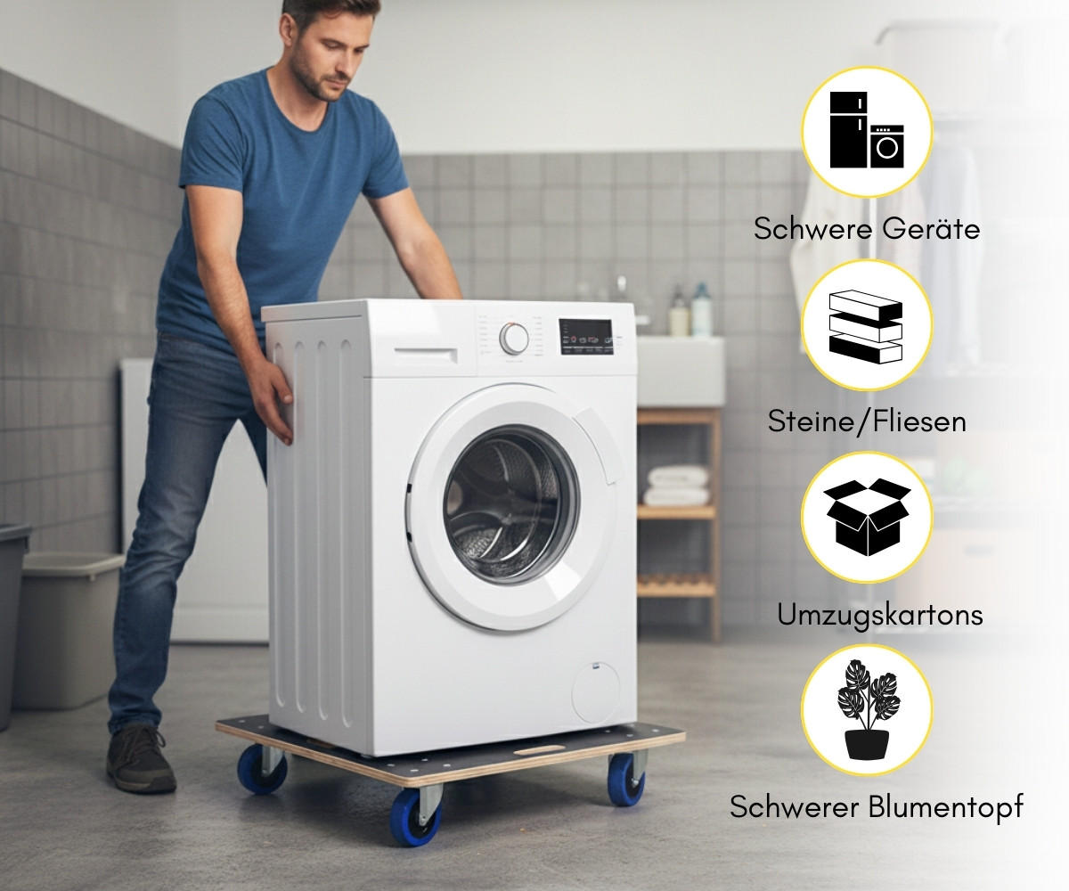 TRANSPORTROLLER 2er-Set Hercules mit 4 Rollen 16x80x60cm Traglast 800kg Siebdruck Holzplatte Schwarz - Schwarz, Metall (60/80/16cm) - PROREGAL