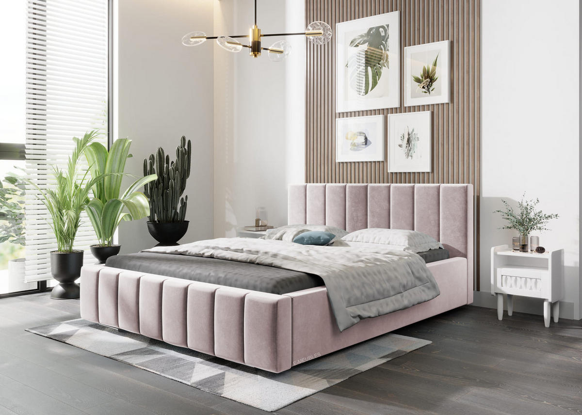 POLSTERBETT Bett 01 - 160x200 - Flamingo - Hellrosa, Holz/Textil (160/200cm) - Möblo