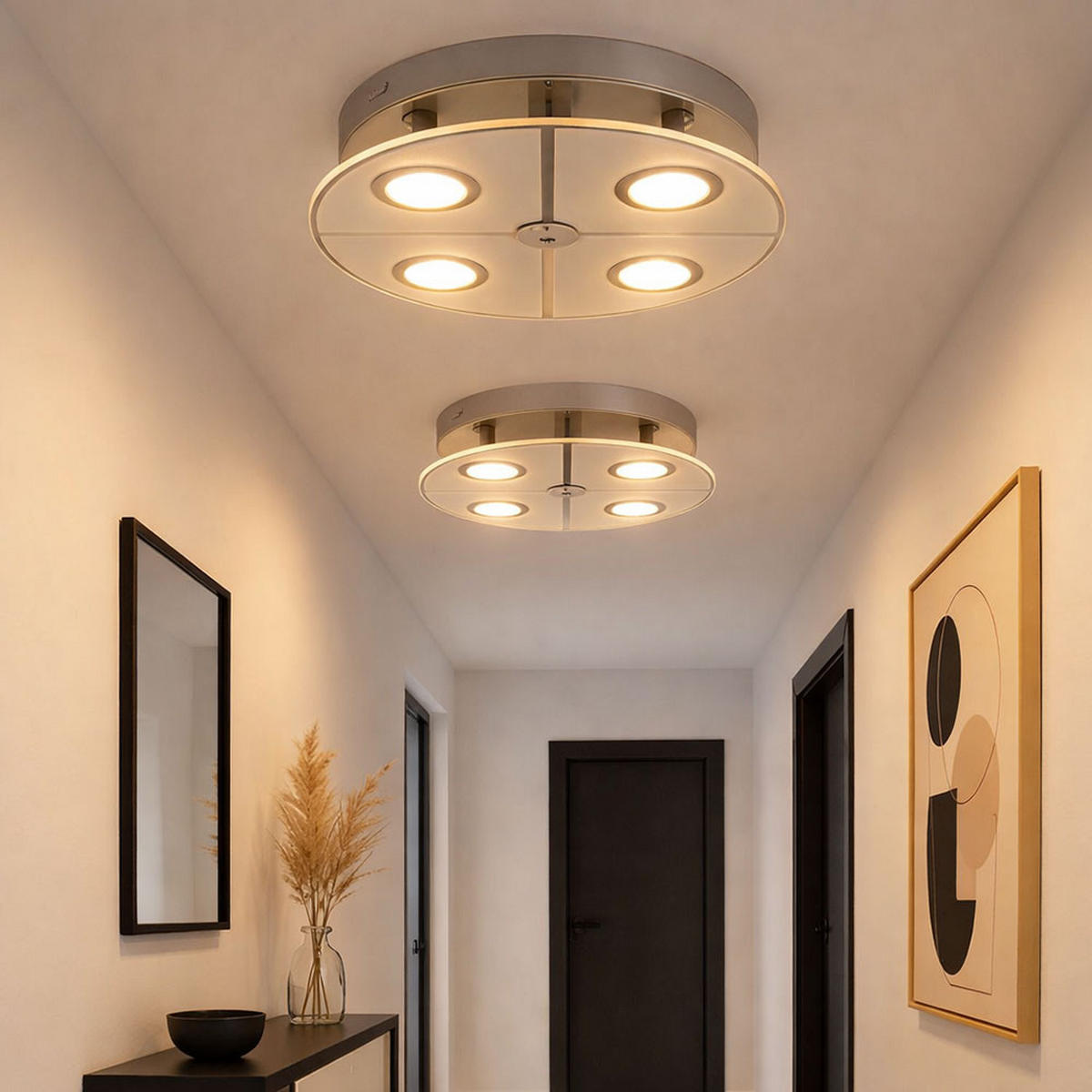 LED DECKENLEUCHTE Metall Glas Silber - Silberfarben, Glas (30/30/7.5cm) - Globo Lighting