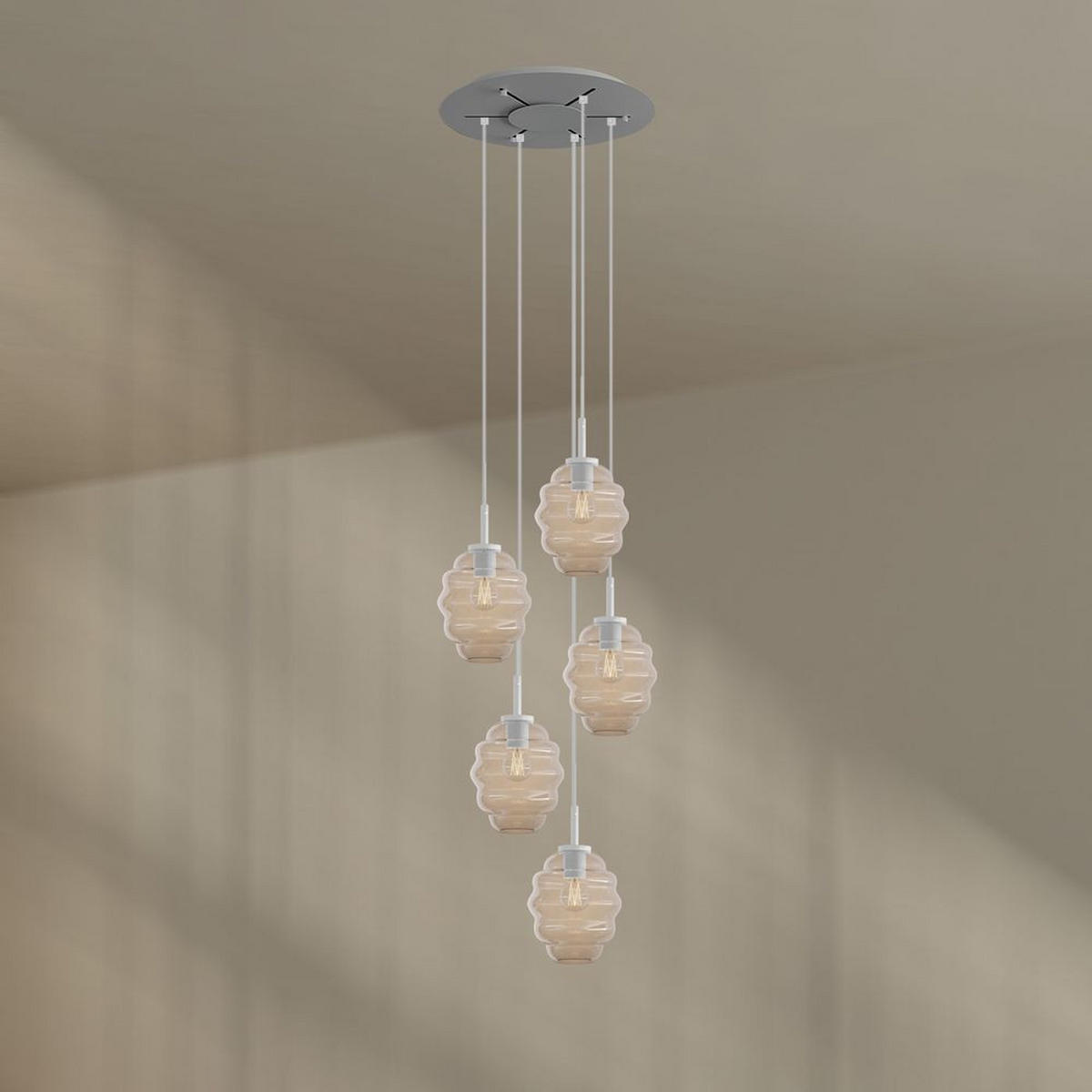 GALERIELEUCHTE Echos 5-flammig Mehrfarbig Ø 18cm - Multicolor/Weiß, Glas (18/18/20cm) - s.luce