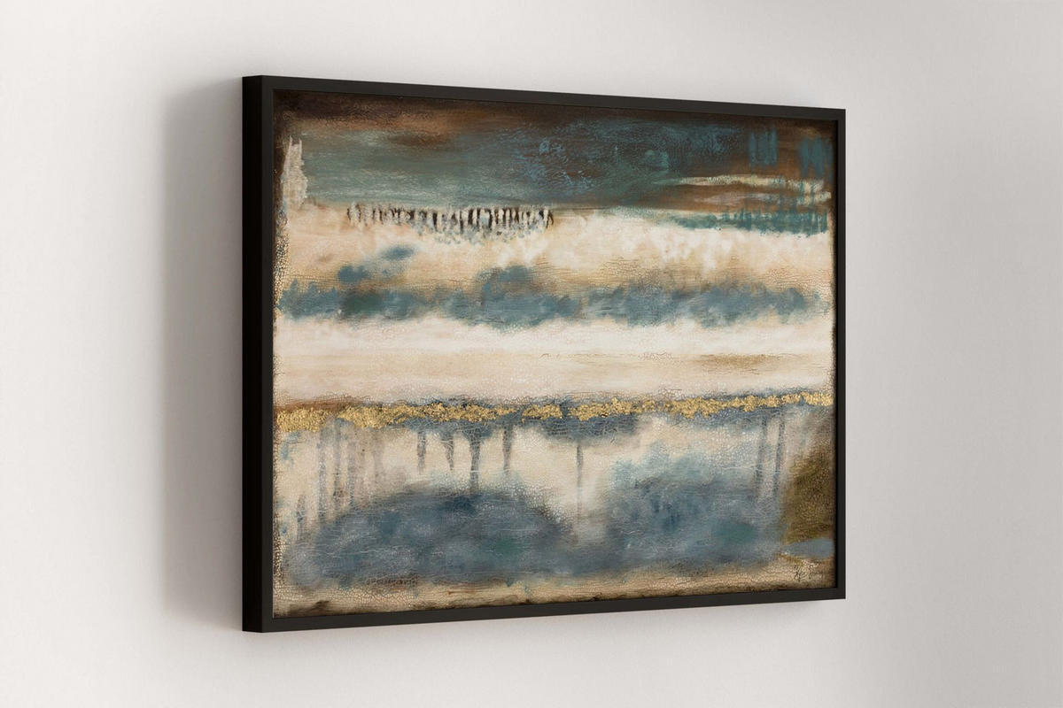 ACRYLBILD HANDGEMALT 120/80 cm - Blau/Beige, Holz/Textil (1.4/80cm) - KUNSTLOFT