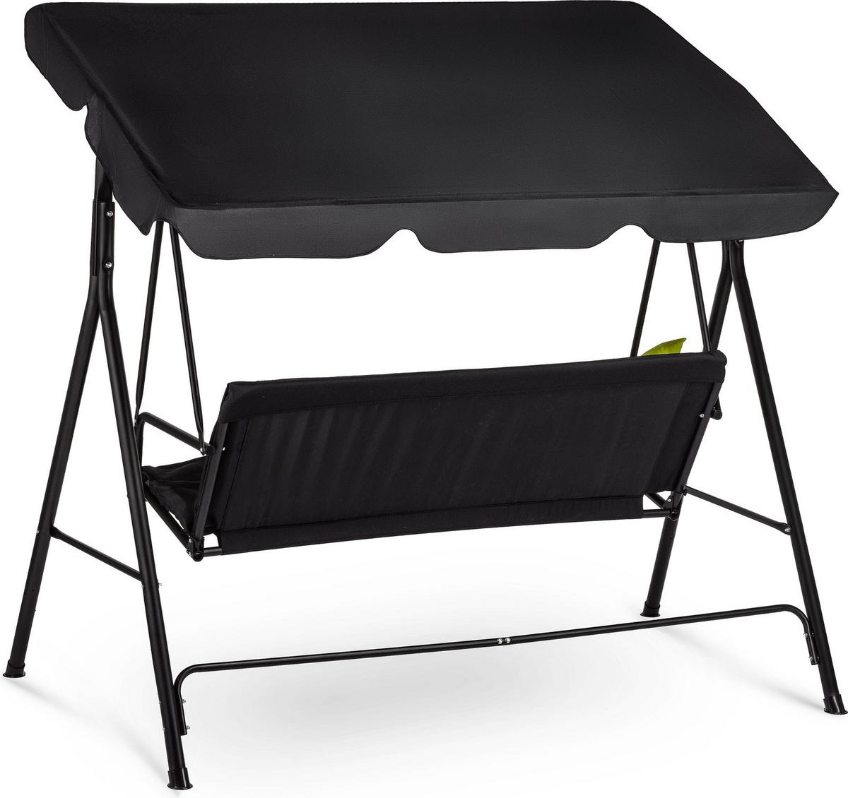 HOLLYWOODSCHAUKEL mit Sonnendach, 170/110/153 cm, 3 Personen, 2 Kissen, bis 200 kg - Goldfarben/Schwarz, Textil/Metall (170/153/110cm) - Luverno