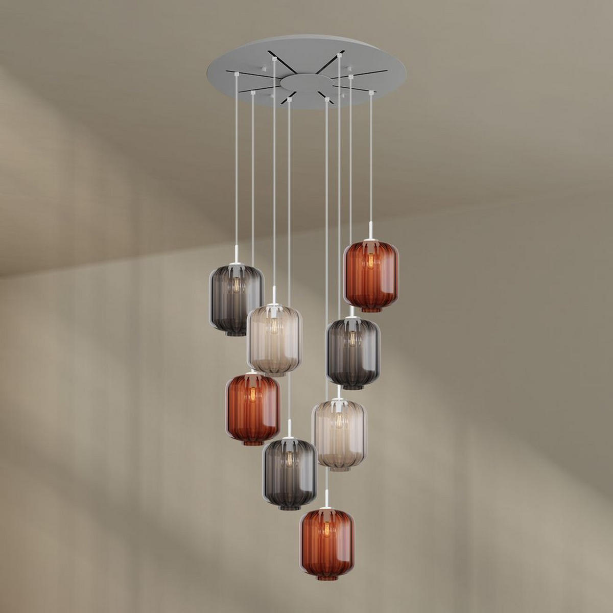 GALERIELEUCHTE Velo 8-flammig Mehrfarbig Ø 25cm - Multicolor/Weiß, Glas (25/25/27cm) - s.luce