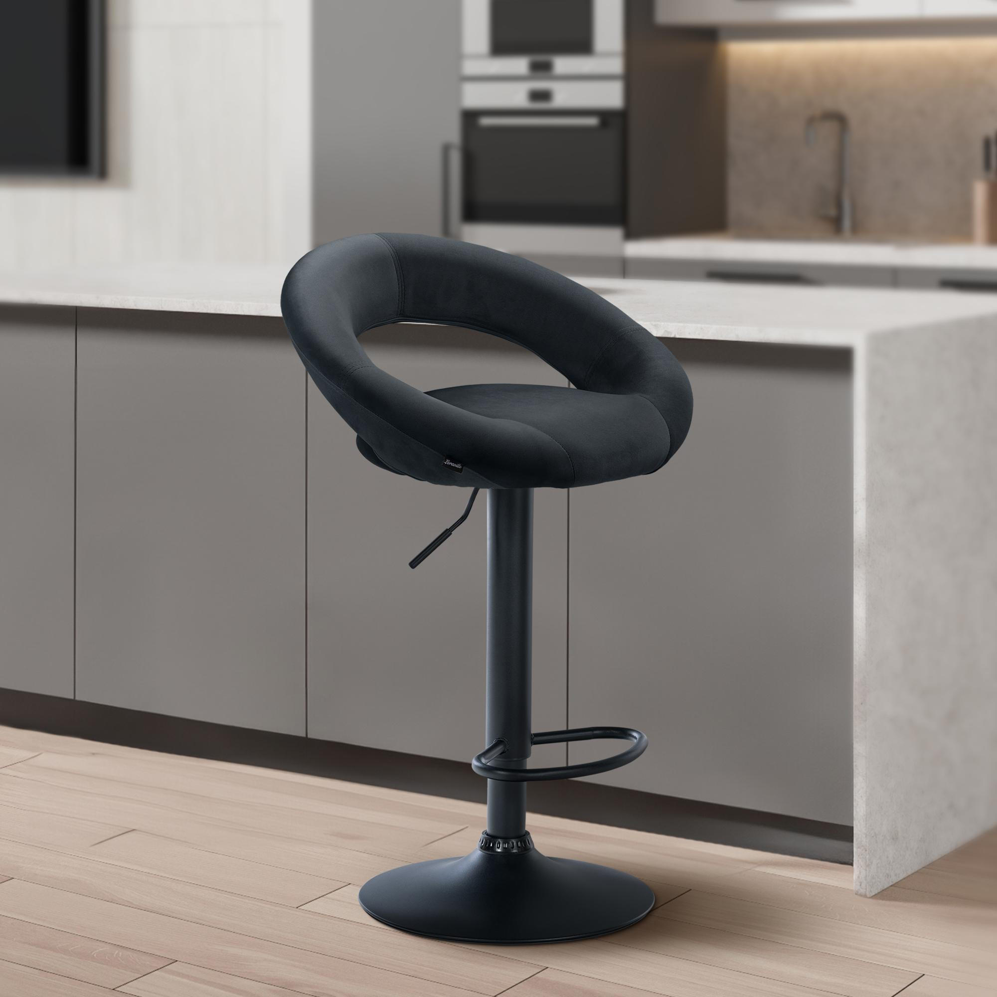 BARHOCKER Samt dunkelgrau - Dunkelgrau/Schwarz, Textil/Metall (53/80/47cm) - CLP