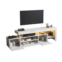 TV-LOWBOARD 192x37x53 cm Weiß LED 3 Schränke Hochglanz - Weiß, Holzwerkstoff (37/53/192cm) - FLIEKS