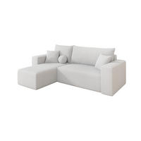 ROHOVÁ SEDAČKA s funkcí spaní, otoman vlevo SENO-L 249x139x85 bílá bouclé - bílá/černá, kompozitní dřevo/textil (249/139cm) - ALTDECOR