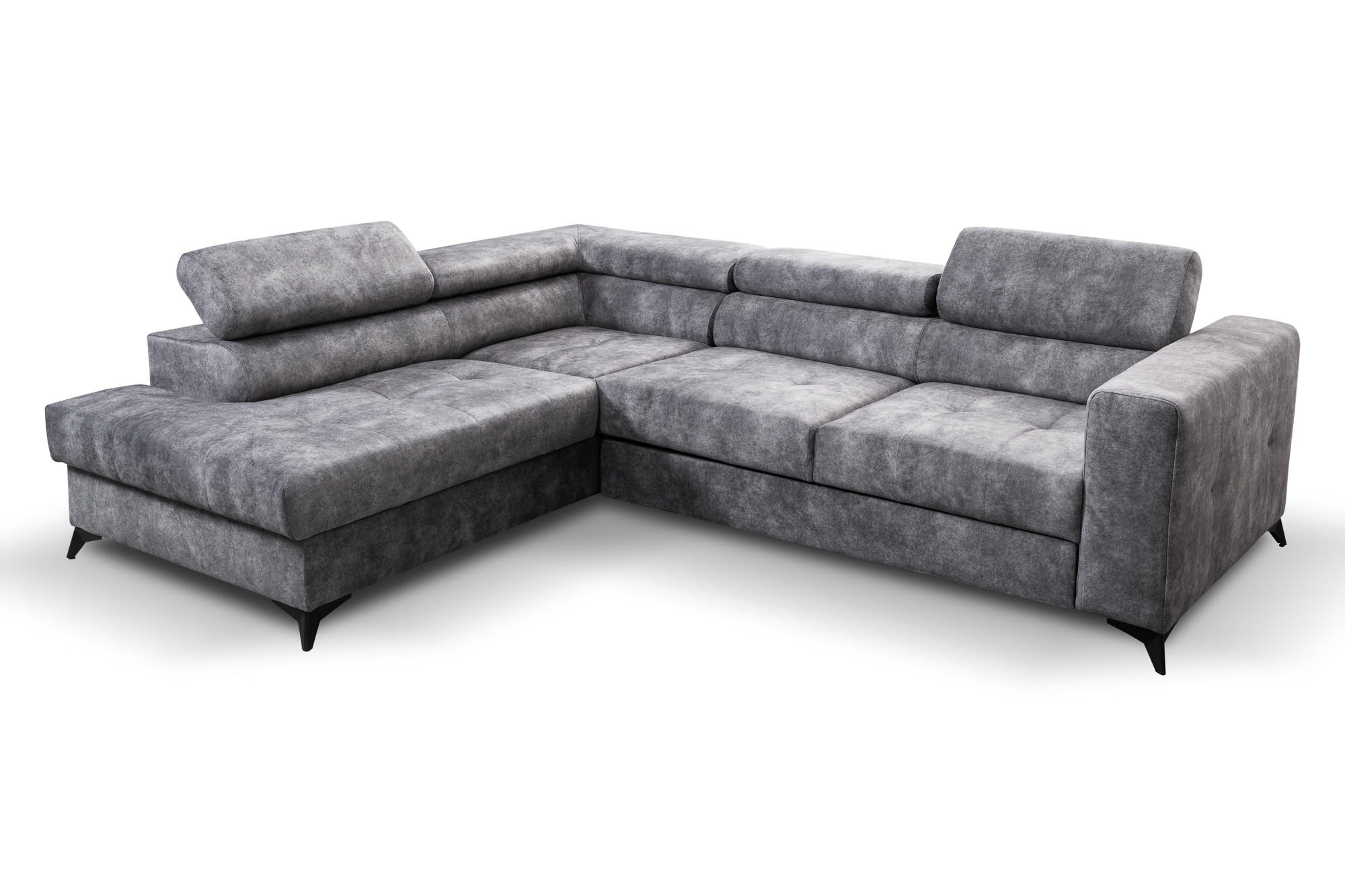 ECKSOFA Palermo L-Form mit Schlaffunktion Bettkasten 267 cm Wohnzimmer links grau - Grau, Kunststoff (106/267cm) - Margaret Hadas24