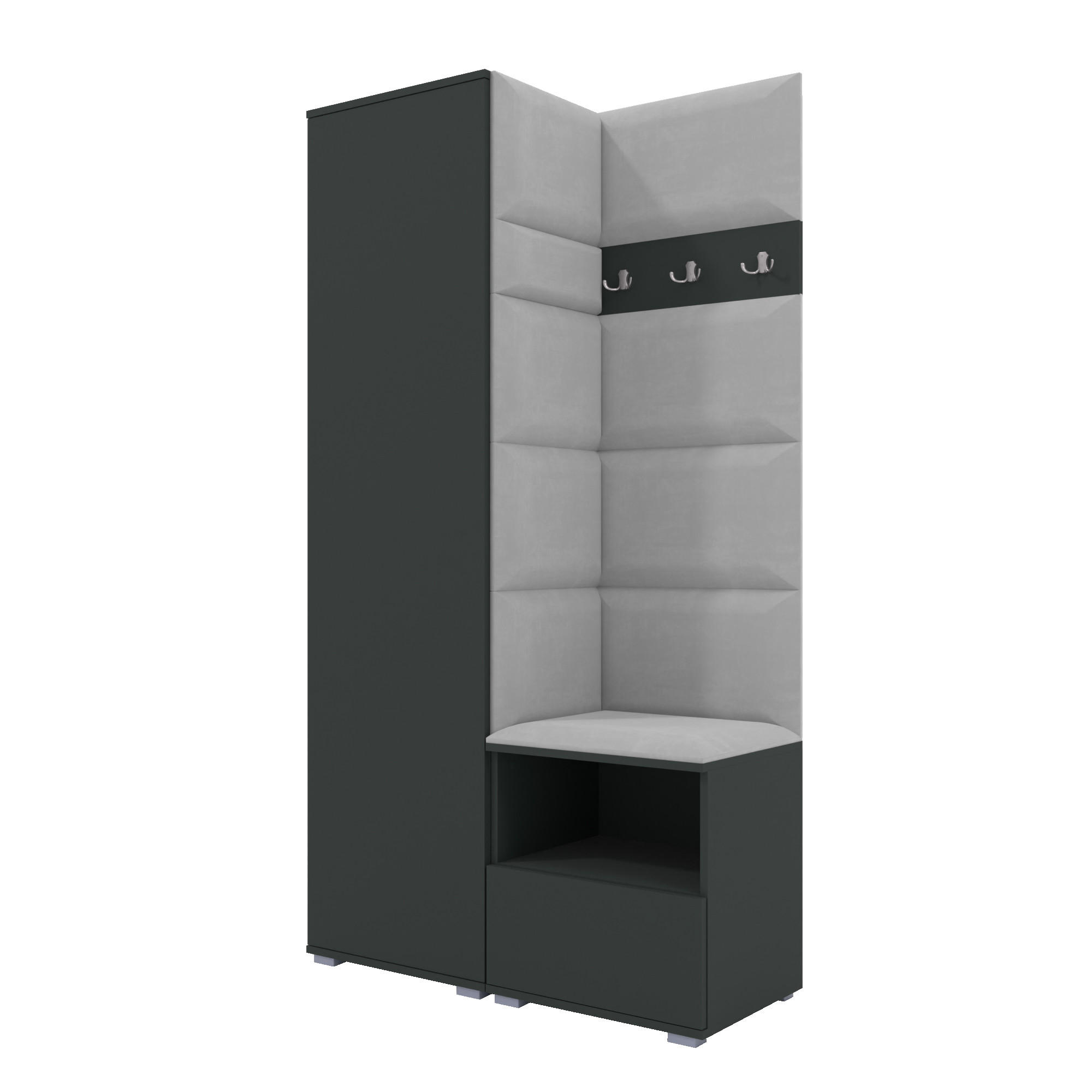 XXXLutz Garderoben-Set Graphit, Grau 100x187x40 cm