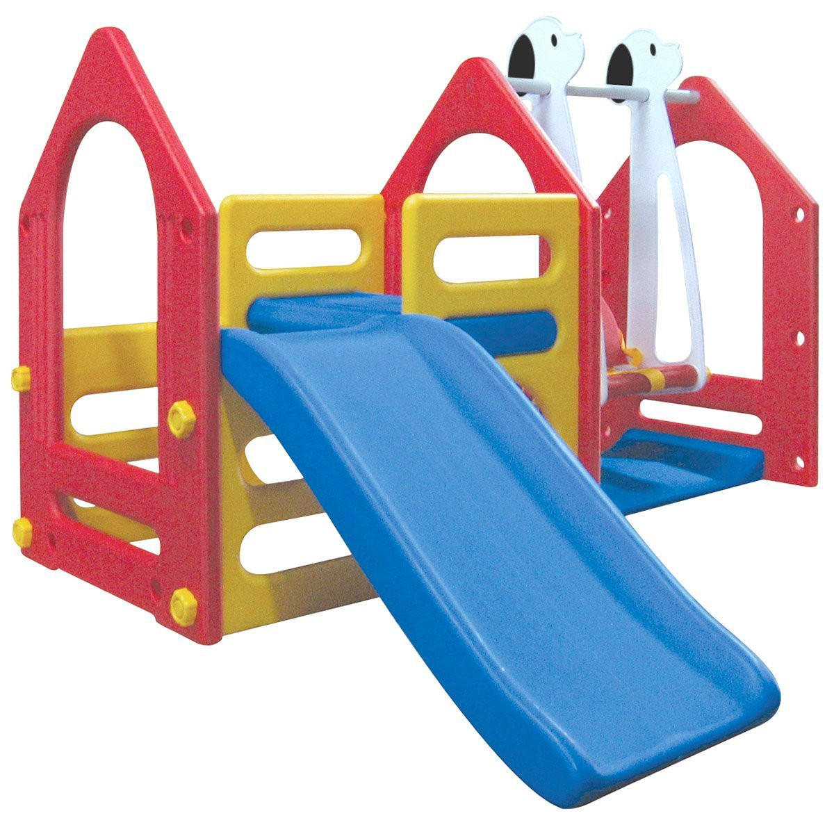 SPIELHAUS mit Baby-Rutsche und Schaukel 155/135 cm Bunt - Multicolor, Kunststoff (155/102/135cm) - Littletom