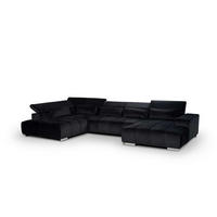 WOHNLANDSCHAFT XXL mit verstellbaren Kopflehnen, Velvet-Stoff - Silberfarben/Schwarz, Textil/Metall (409/73/225cm) - Cotta