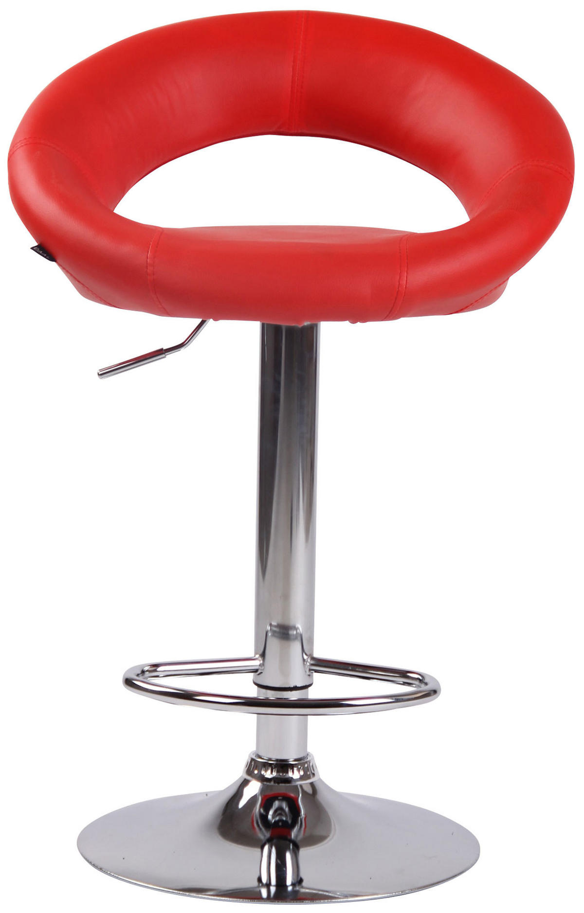 BARHOCKER Mekim Kunstleder Rot Silber - Rot, Leder/Metall (53/80/47cm) - DELUKE