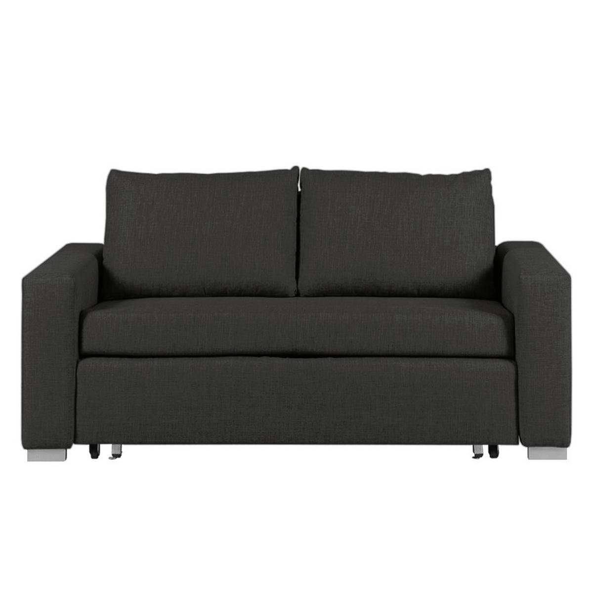 SCHLAFSOFA - Silberfarben/Schwarz, Textil (173/90/90cm) - home24