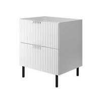 WASCHBECKUNTERSCHRANK, Weiß, 60 x 77 x 46 cm, silberner Griff, schwarze Beine, ohne Arbeitsplatte - Silberfarben/Weiß, Holzwerkstoff (60/77/46cm) - 3XE LIVING