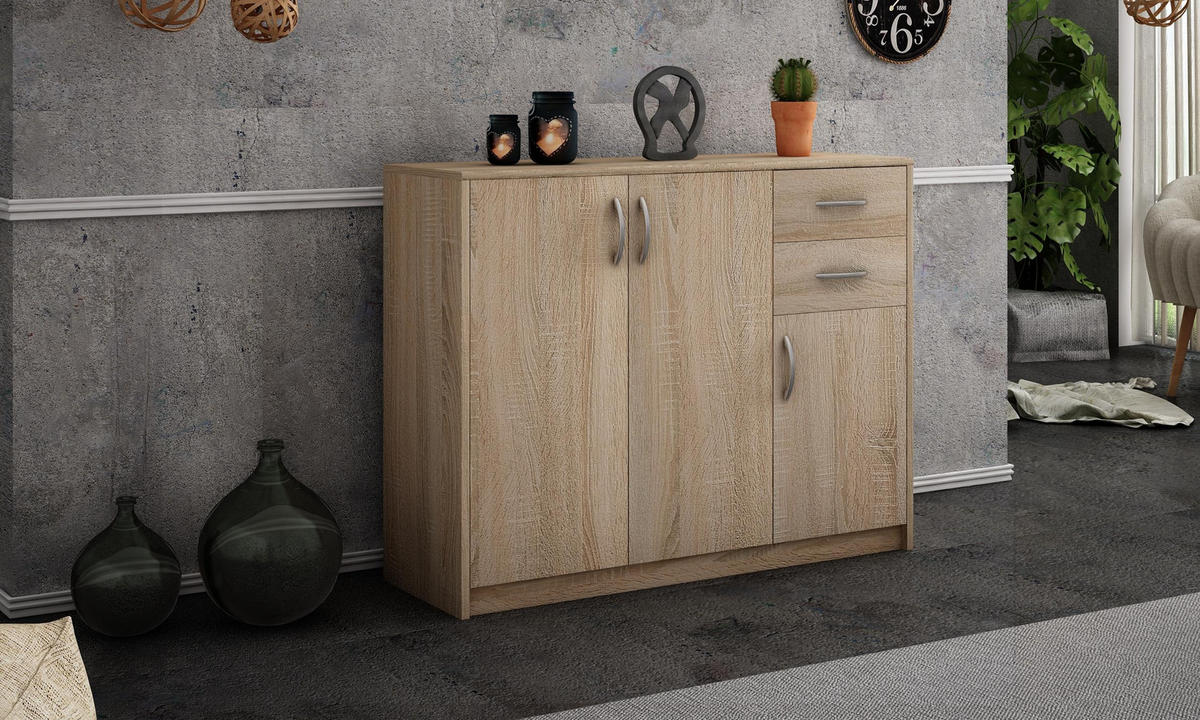 KOMMODE 3D2S Sonoma Eiche 110/35/85 cm - Sonoma Eiche, Holzwerkstoff (110/85/35cm) - Matkam Möbel