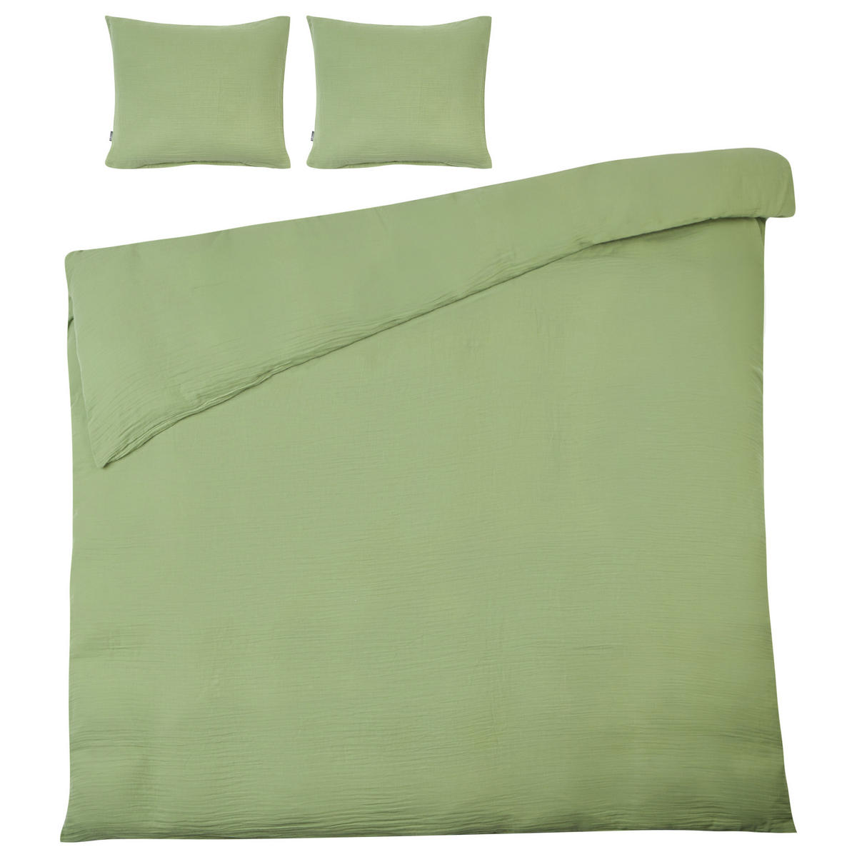 BETTWÄSCHE-SET 200/200 cm Baumwollmusselin Grün Sumner - Grün, Textil (200/200cm) - Beliani