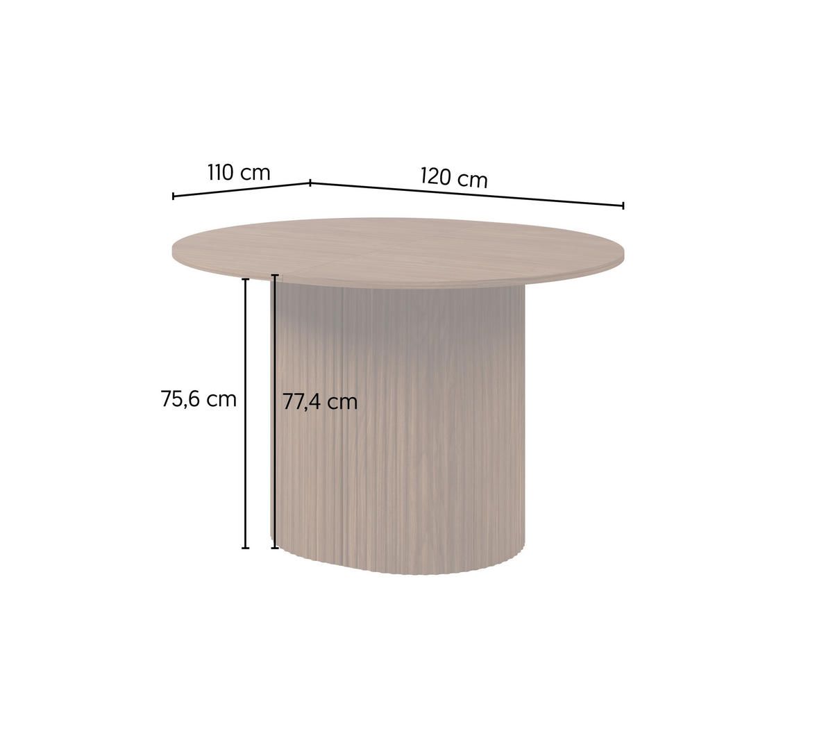 ESSTISCH WALVENO Ausziehbar 120 - 220 / 110 x 77,4 cm - Braun, Holz (120/110/77.4cm) - MASSENO
