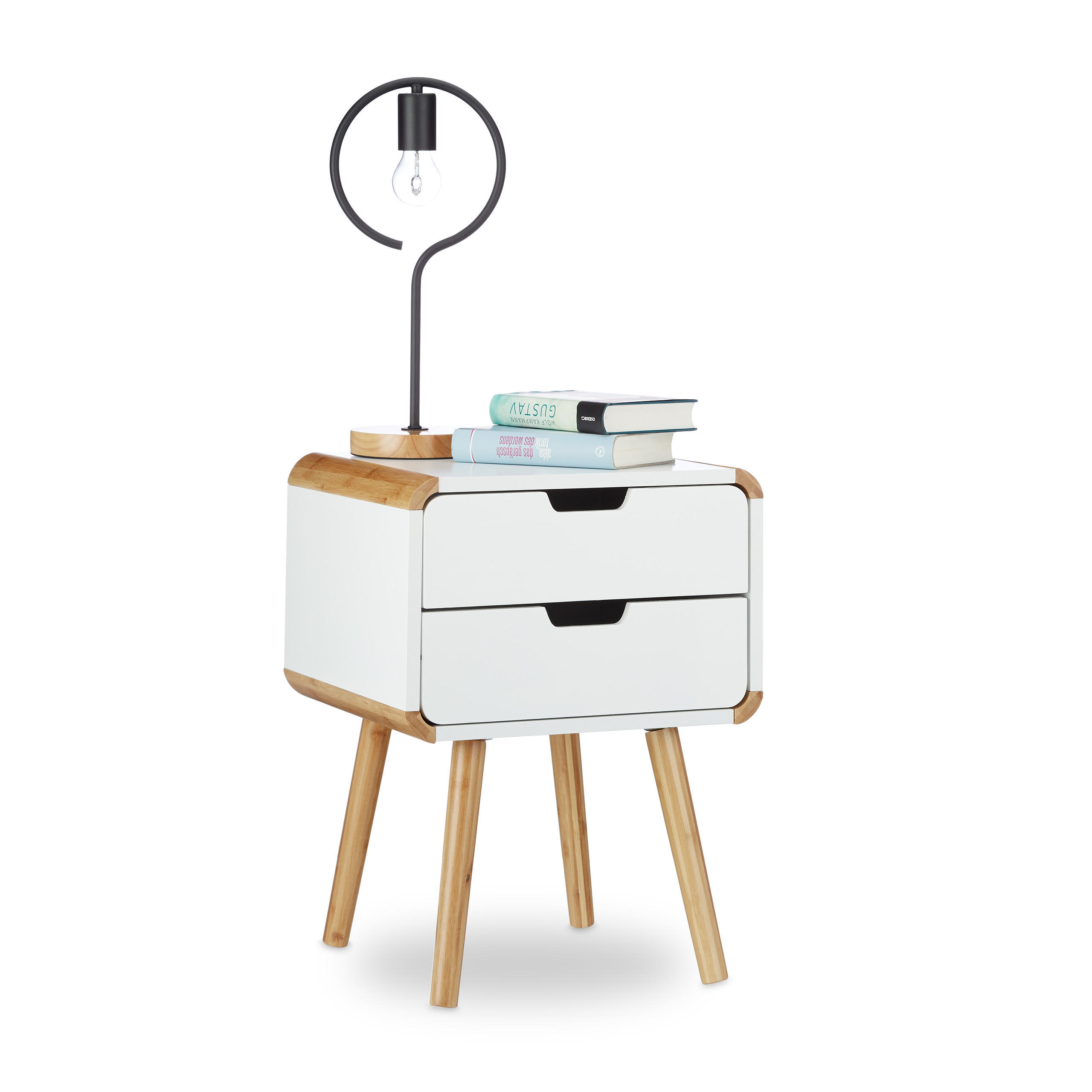 NACHTTISCH - Weiß, Holz/Holzwerkstoff (40/55/40cm) - Relaxdays