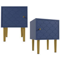 NACHTTISCH-SET 35/35/51 cm marineblau aus Holz mit Metallbeinen - Dunkelblau, Holz (35/51/35cm) - OKWISH