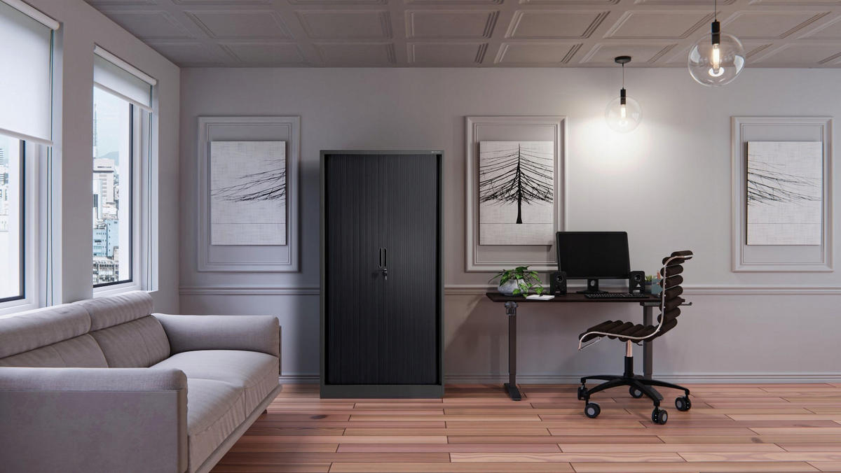 ROLLADENSCHRANK DAMIAN - Anthrazit, Metall (90/185/45cm) - Jan Nowak