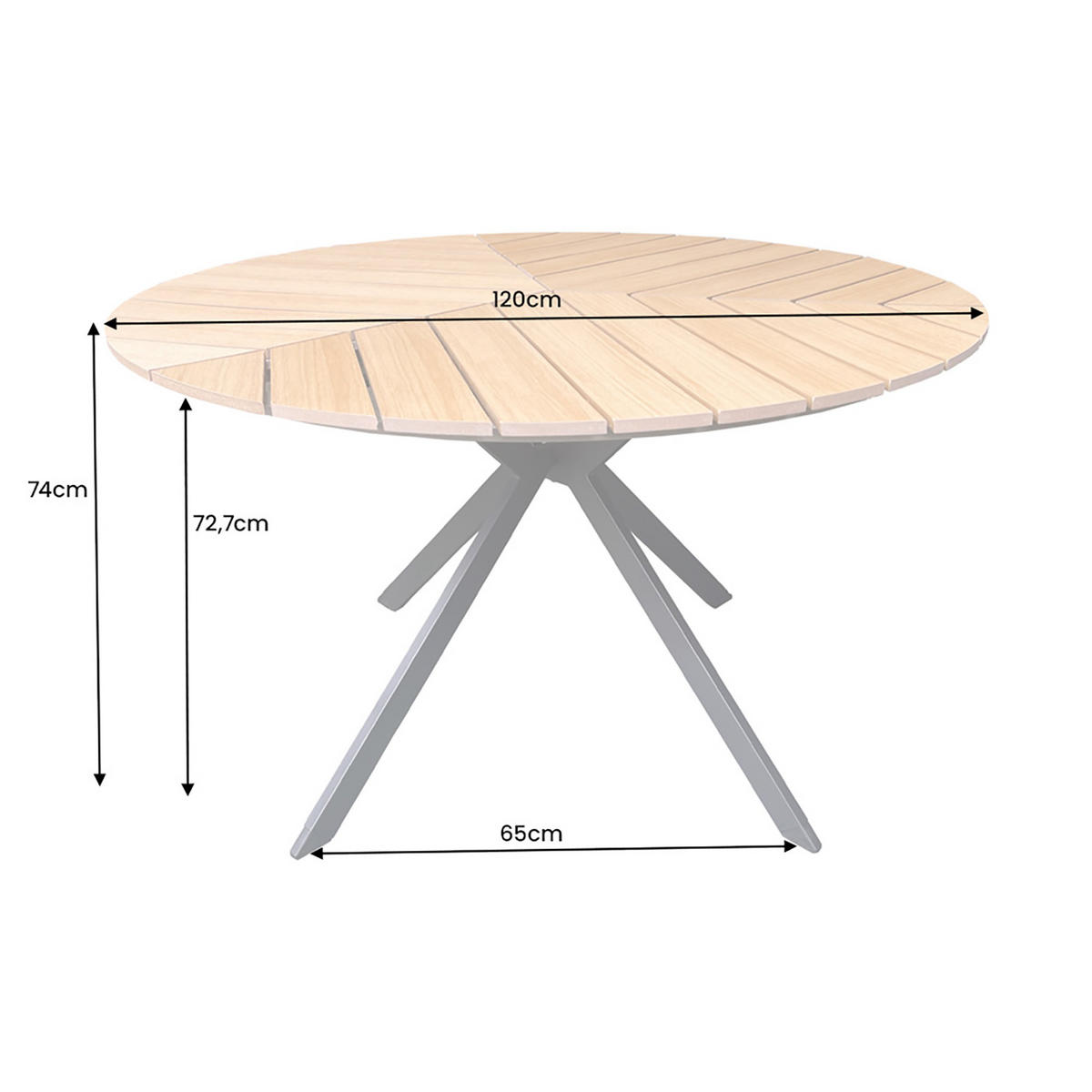 GARTENTISCH DESIGNO Kunststoff Aluminium Natur 120 cm - Braun, Kunststoff/Metall (120/120/74cm) - riess-ambiente