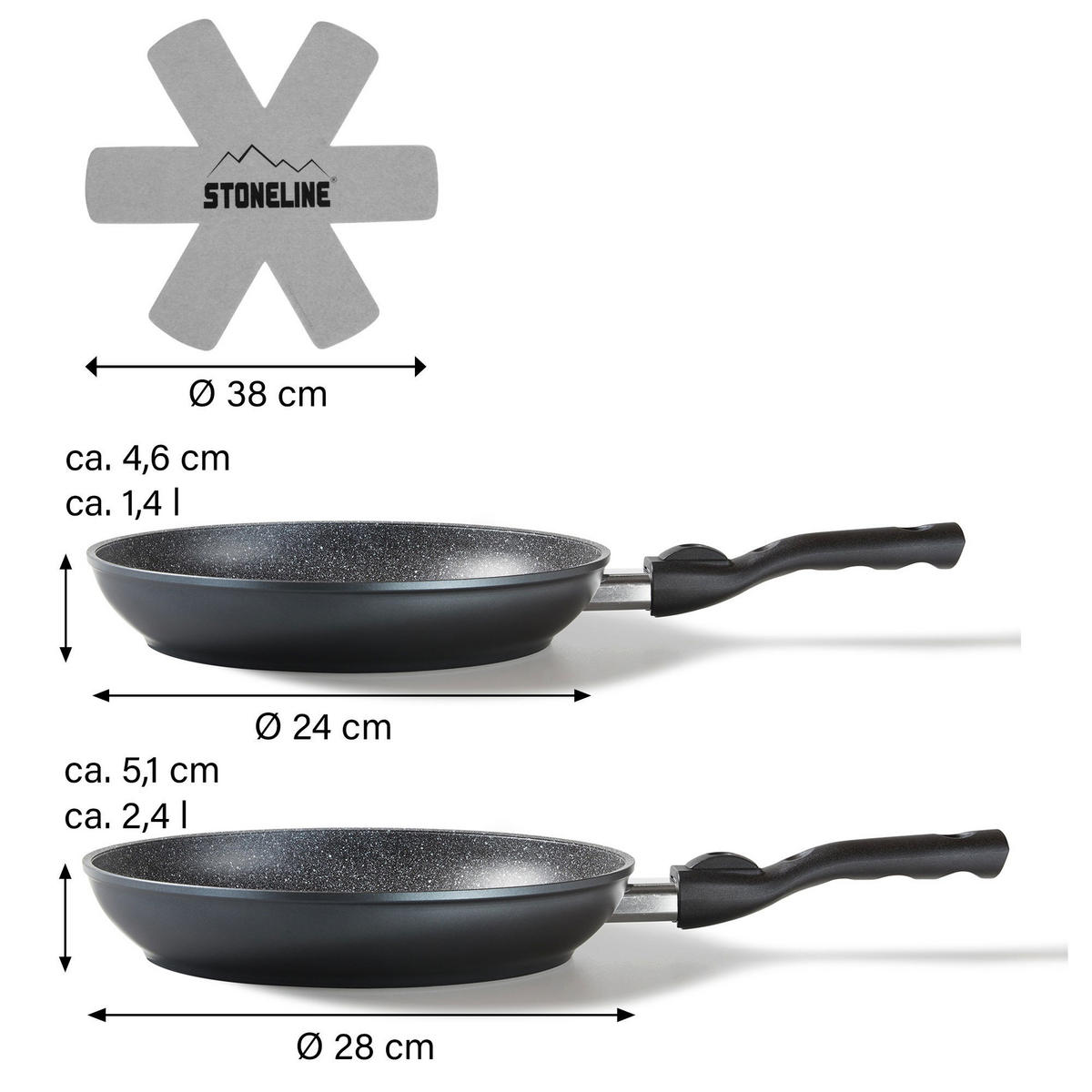 BRATPFANNENSET 2 TEILIG - Multicolor, Metall - Stoneline