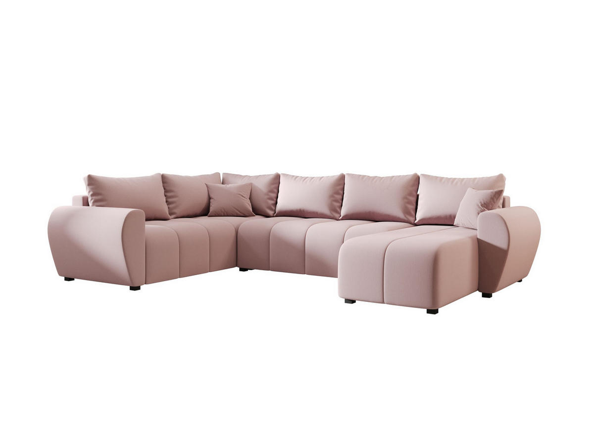 WOHNLANDSCHAFT MOLISA U PLUS Cosmic 14 Rechts mit Schlaffunktion - Rosa, Textil (303/82/208cm) - Bedante