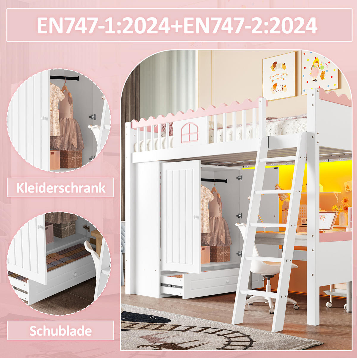 HOCHBETT 90/200 cm Weiß aus Kiefernholz und MDF mit LED-Leiste - Weiß, Holz (90/200cm) - OKMYHOME
