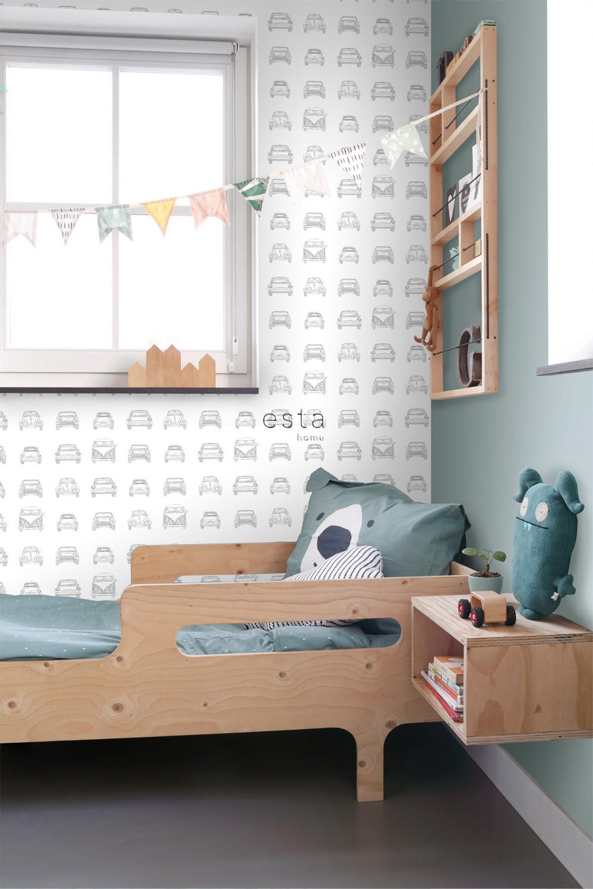TAPETE gezeichnete Oldtimer im Vintage-Look 53 cm x 10.05 m - Schwarz, Papier (53/0.1cm) - ESTAhome