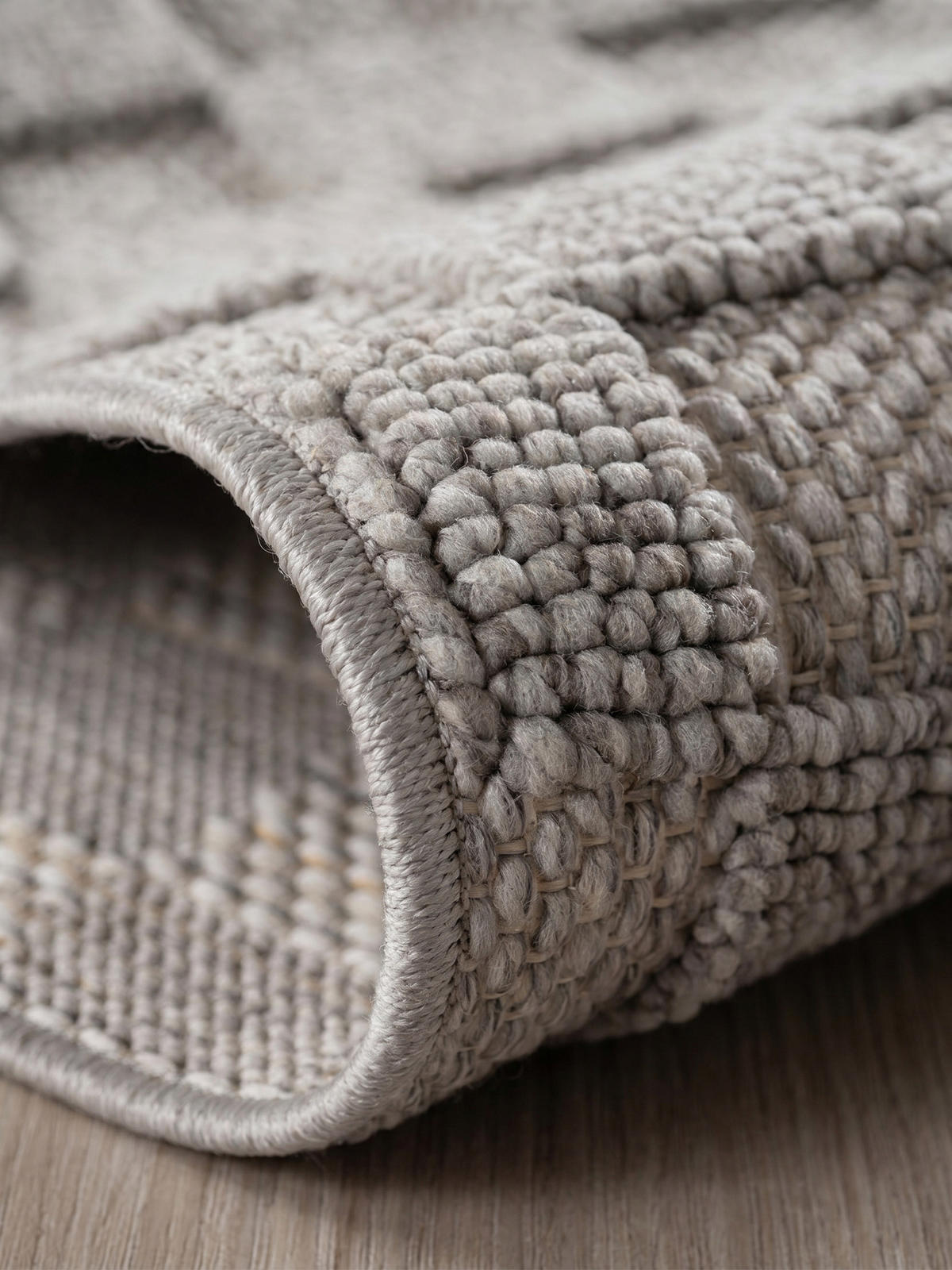 TEPPICH Flachgewebe LANGAU in Silber, mit Schachbrettmuster, 80 x 250 cm - Silberfarben, Textil (80/250cm) - KADIMA DESIGN
