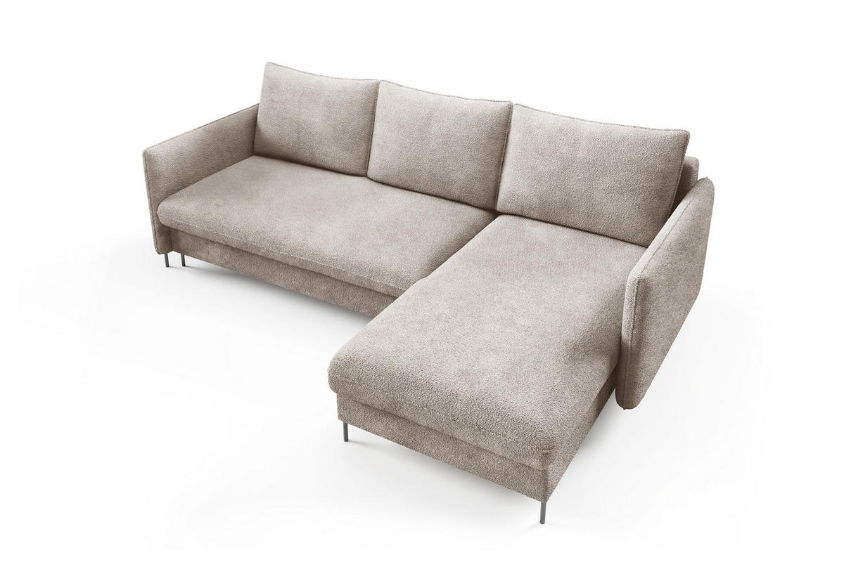 ECKSOFA Belis Boucle in Beige, Schlafsofa - Beige, Holzwerkstoff/Textil (216/165cm) - Bettso