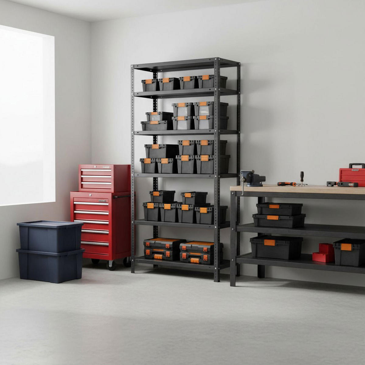 SCHRAUBREGAL PANDA TALL | HxBxT 200x80x40cm | 6 Fachböden | Fachlast 100kg | Anthrazit - Anthrazit, Metall (80/200/40cm) - PROREGAL