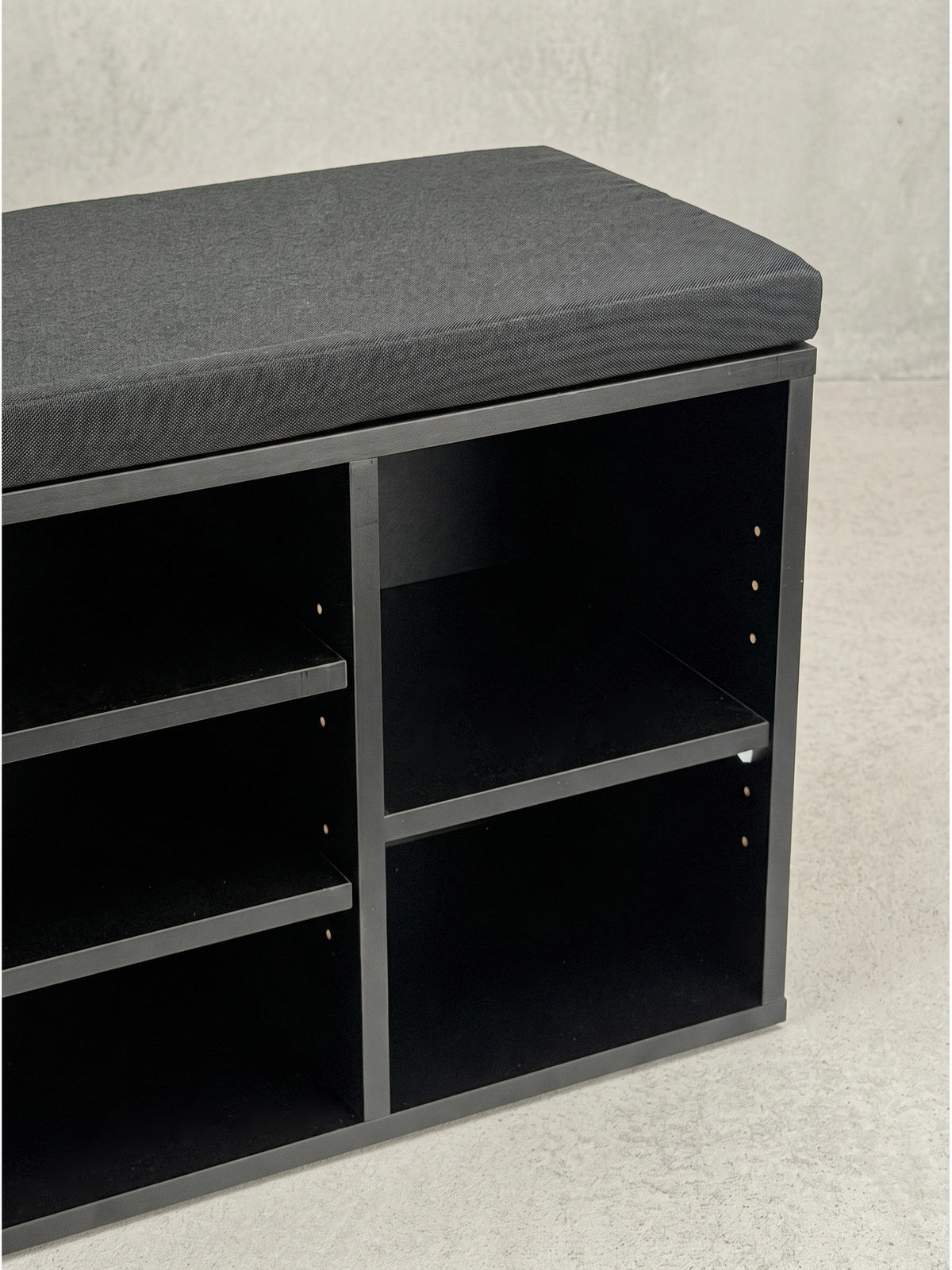 GARDEROBENBANK CARTAGENA, Stoff, Schwarz, 100 x 30 x 45 cm - Schwarz, Holzwerkstoff/Textil (100/45/30cm) - KADIMA DESIGN